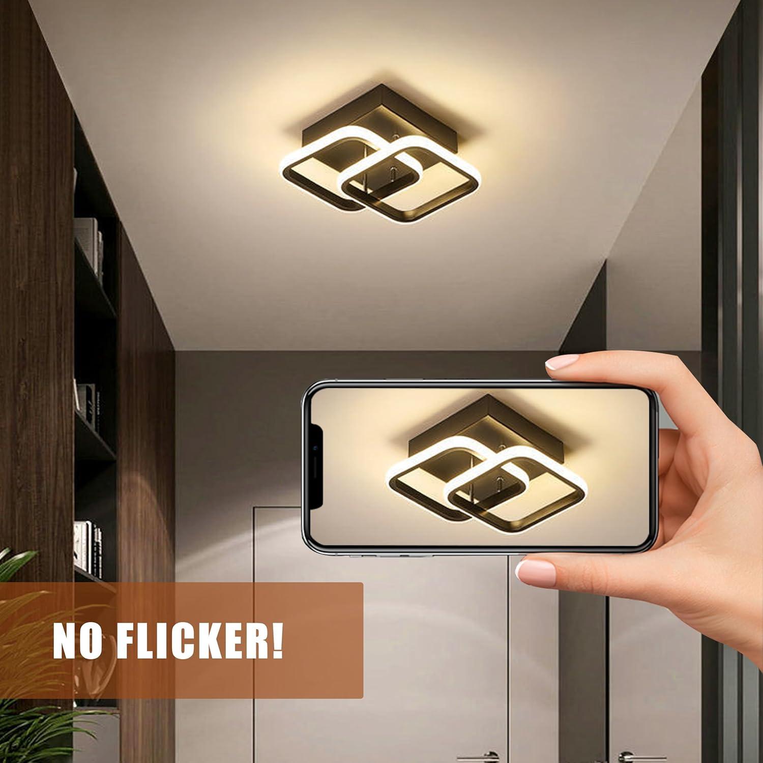 ADISUN LED Ceiling Light 2 Rings Flush Mount LED Ceiling Lights Fixture Dimmable with Remote Control Aluminum Lighting Fixture, White