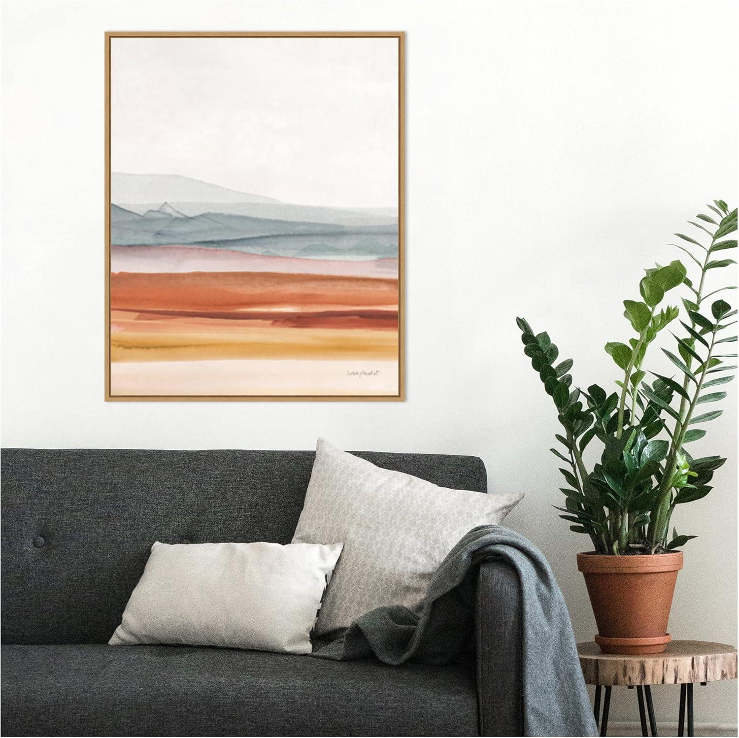 22" x 28" Sierra Hills 03 by Lisa Audit Framed Canvas Wall Art Light Brown - Amanti Art: Modern Lithograph, Sawtooth Back Mounted