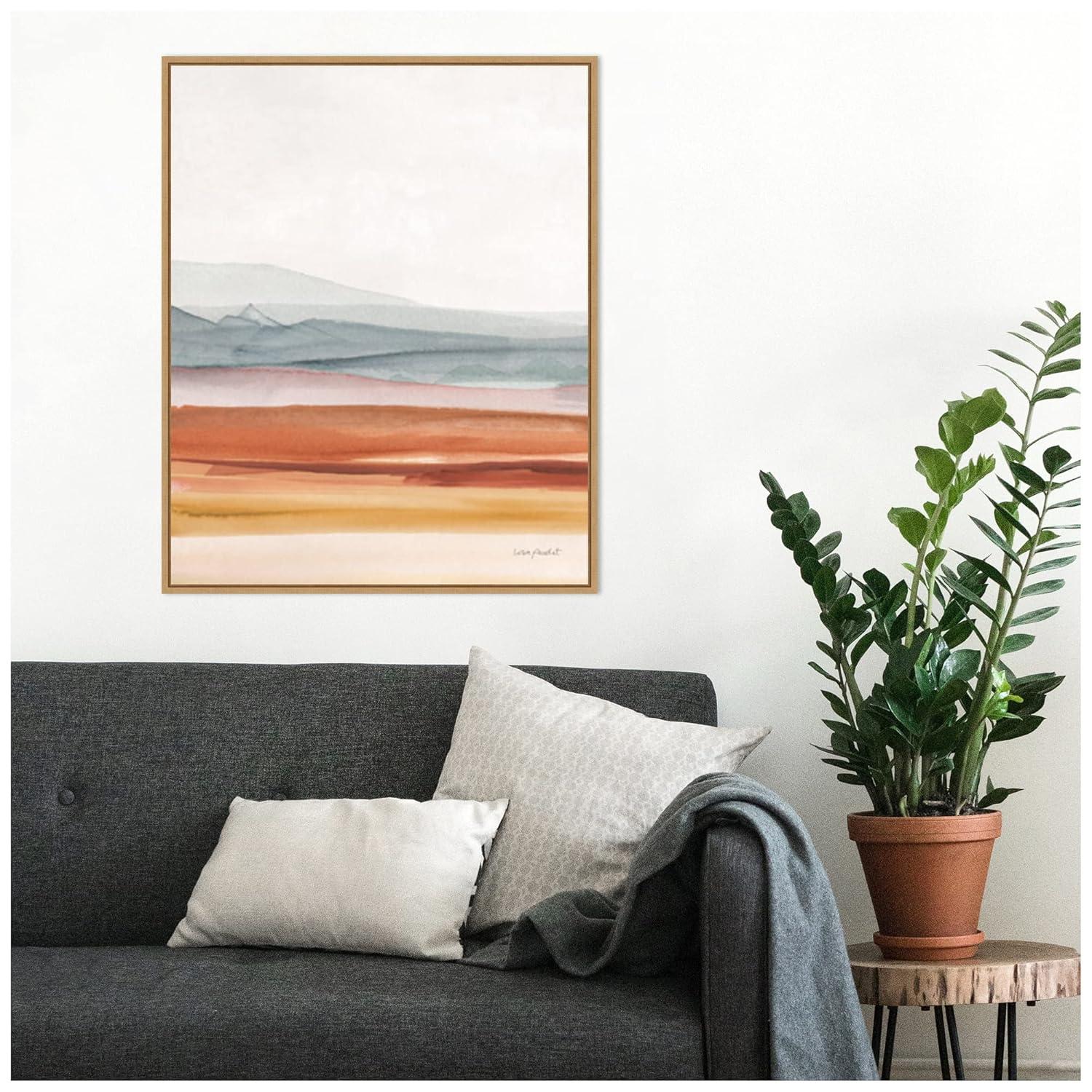 22" x 28" Sierra Hills 03 by Lisa Audit Framed Canvas Wall Art Light Brown - Amanti Art: Modern Lithograph, Sawtooth Back Mounted