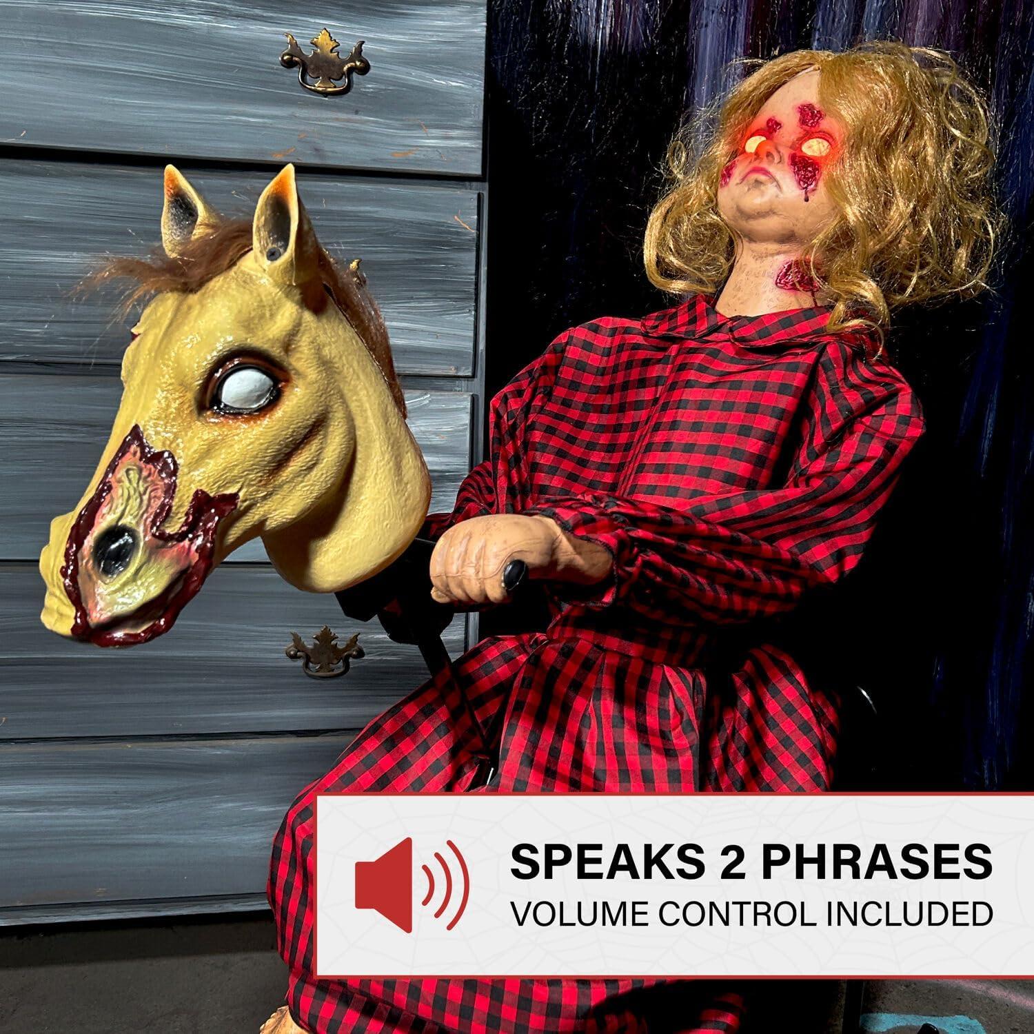 Haunted Hill Farm Lifesize Witch Prop with Lights and Sound, Indoor/Covered Outdoor Halloween Decoration