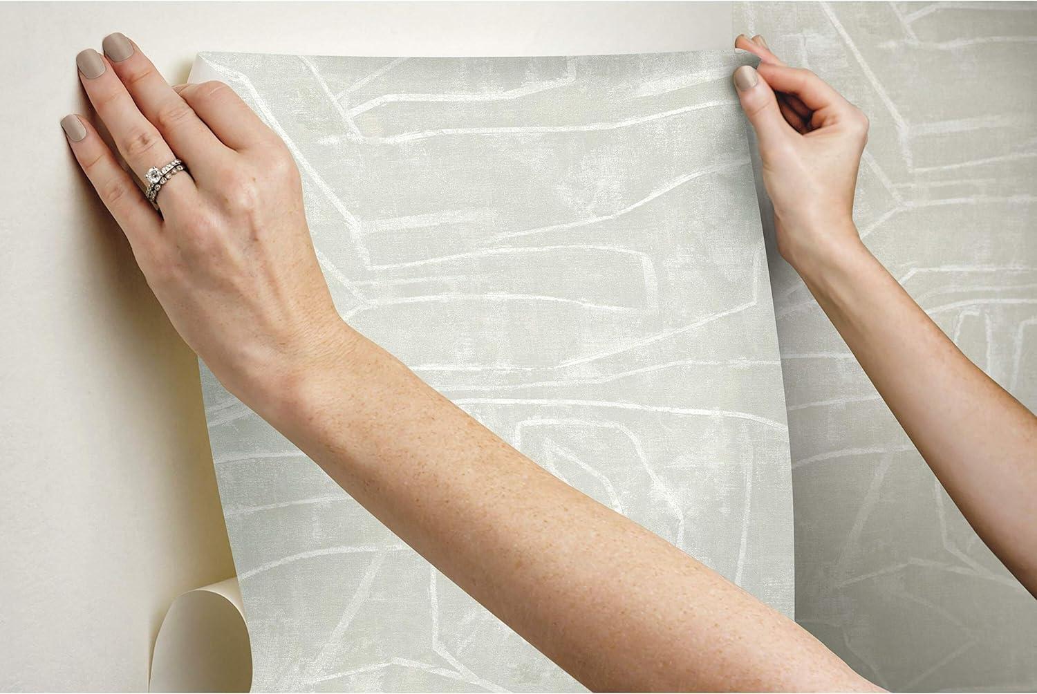 Beige Abstract Vinyl Peel and Stick Wallpaper Roll