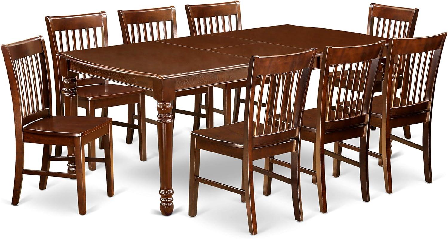 East West Furniture Dover 9-piece Wood Kitchen Table Set in Mahogany