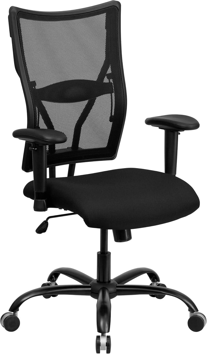 Flash Furniture HERCULES Series Big & Tall 400 lb. Rated Black Mesh Executive Swivel Ergonomic Office Chair with Adjustable Arms