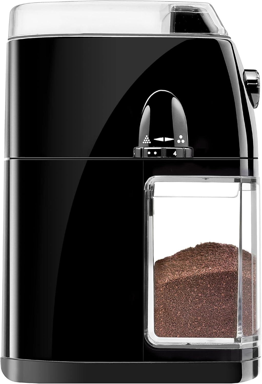 Chefman Coffee Grinder Electric Burr Mill 8oz Beans Large Hopper Easy One Touch Operation, Cleaning Brush Included Black