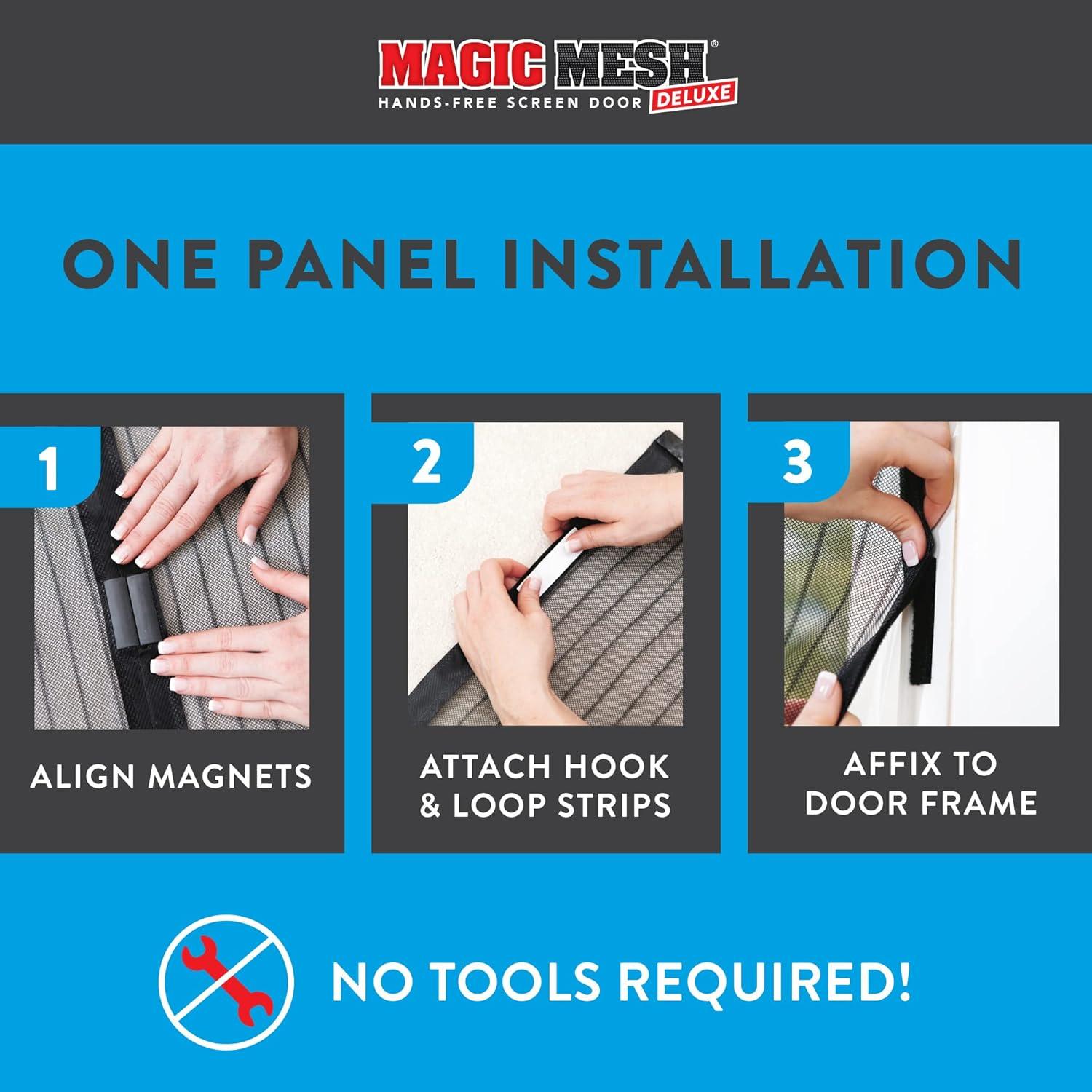 Magic Mesh Deluxe Hands Free Magnetic Screen Door 83" x 39" Black