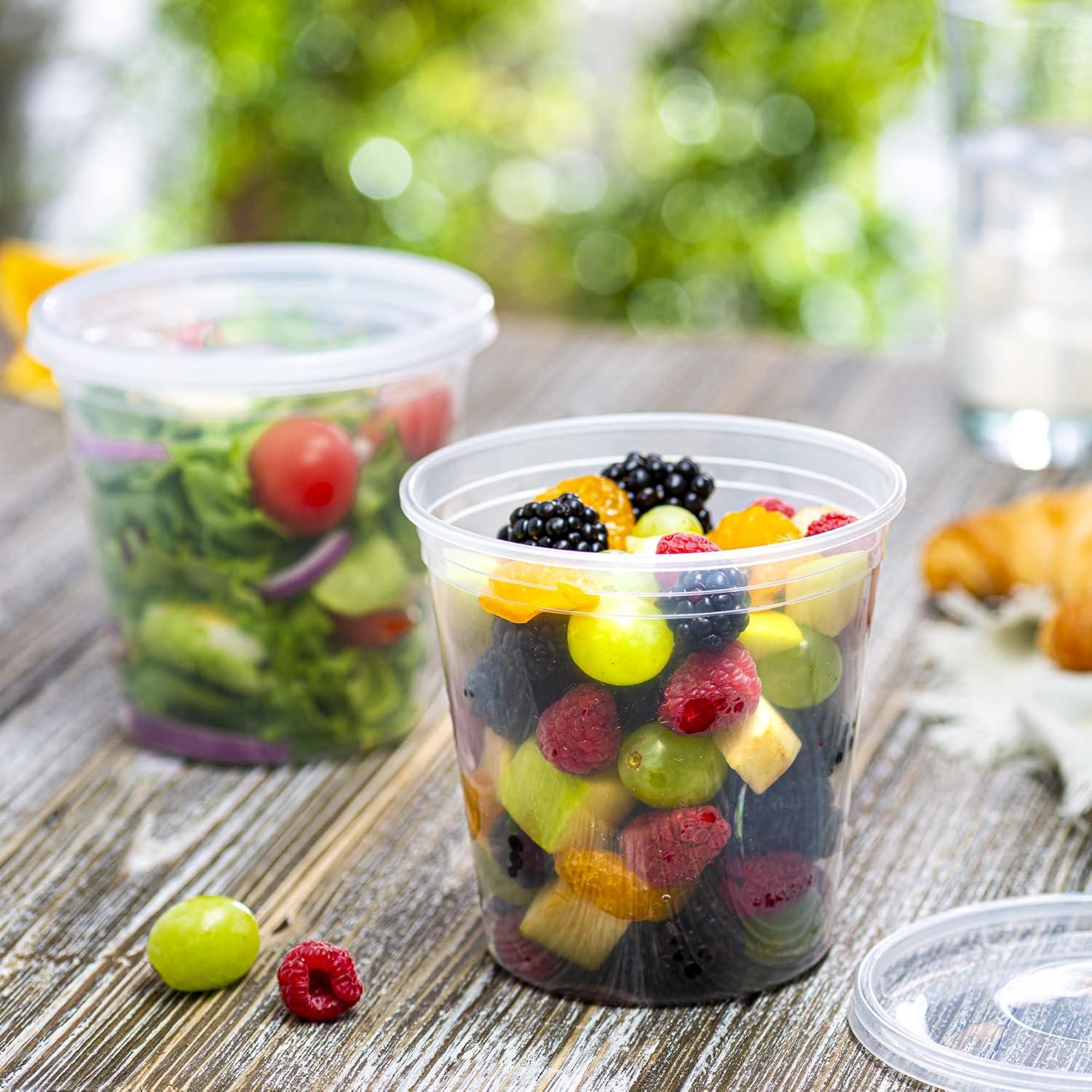 Pantry Value 24 Oz Deli Containers with Lids Food Prep Containers, 24-Pack