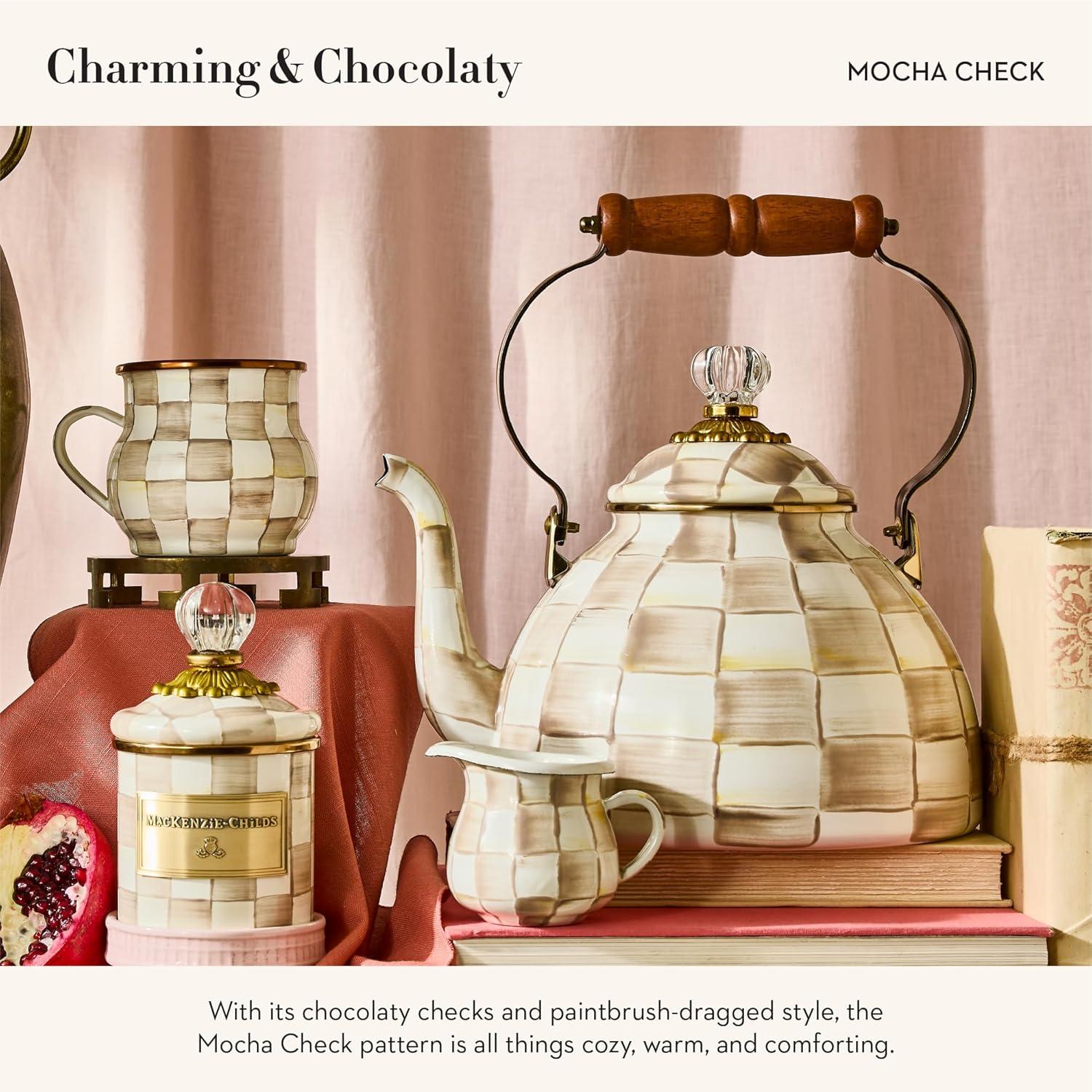Mocha Check 3 Quart Tea Kettle