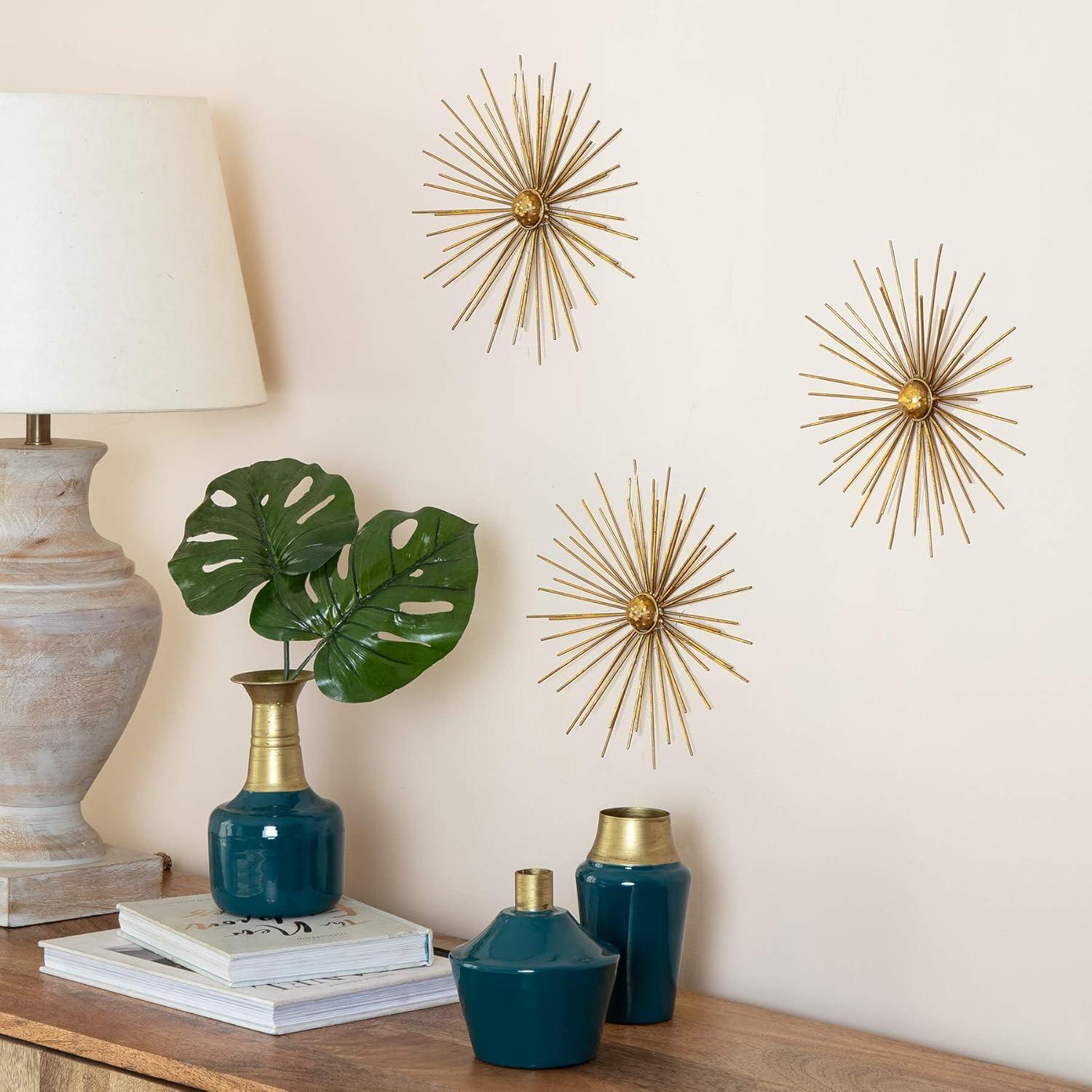 Gold Starburst Modern Metal Wall Sculpture Set