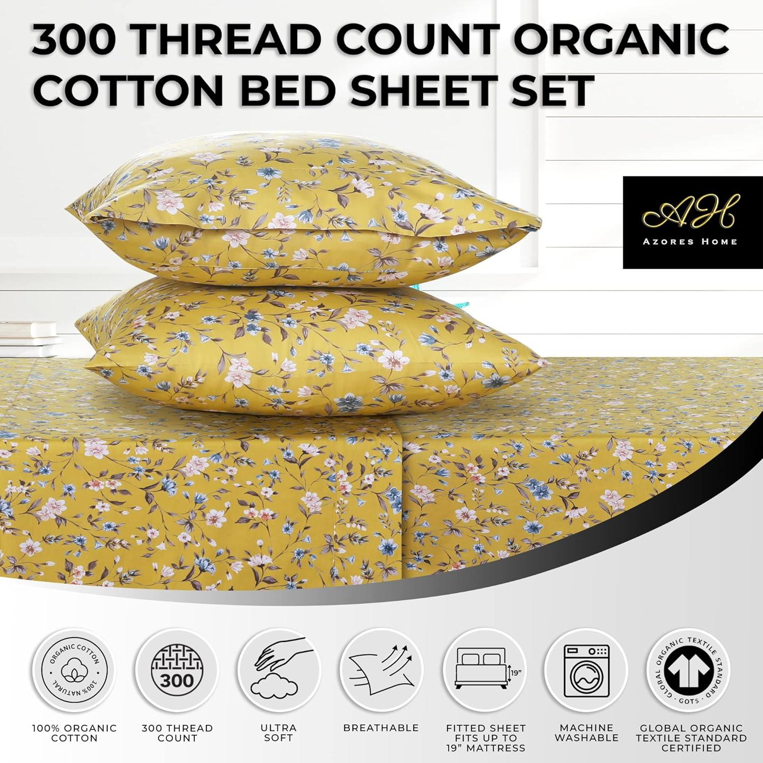 Azores Home Sateen Floral Sheet Set