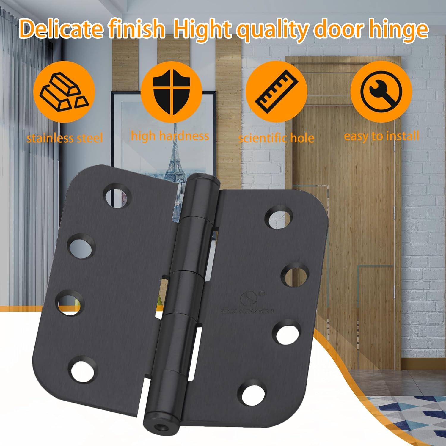 4" Ball-Bearing Door Hinges, 5/8" Radius Corner (Set of 2)