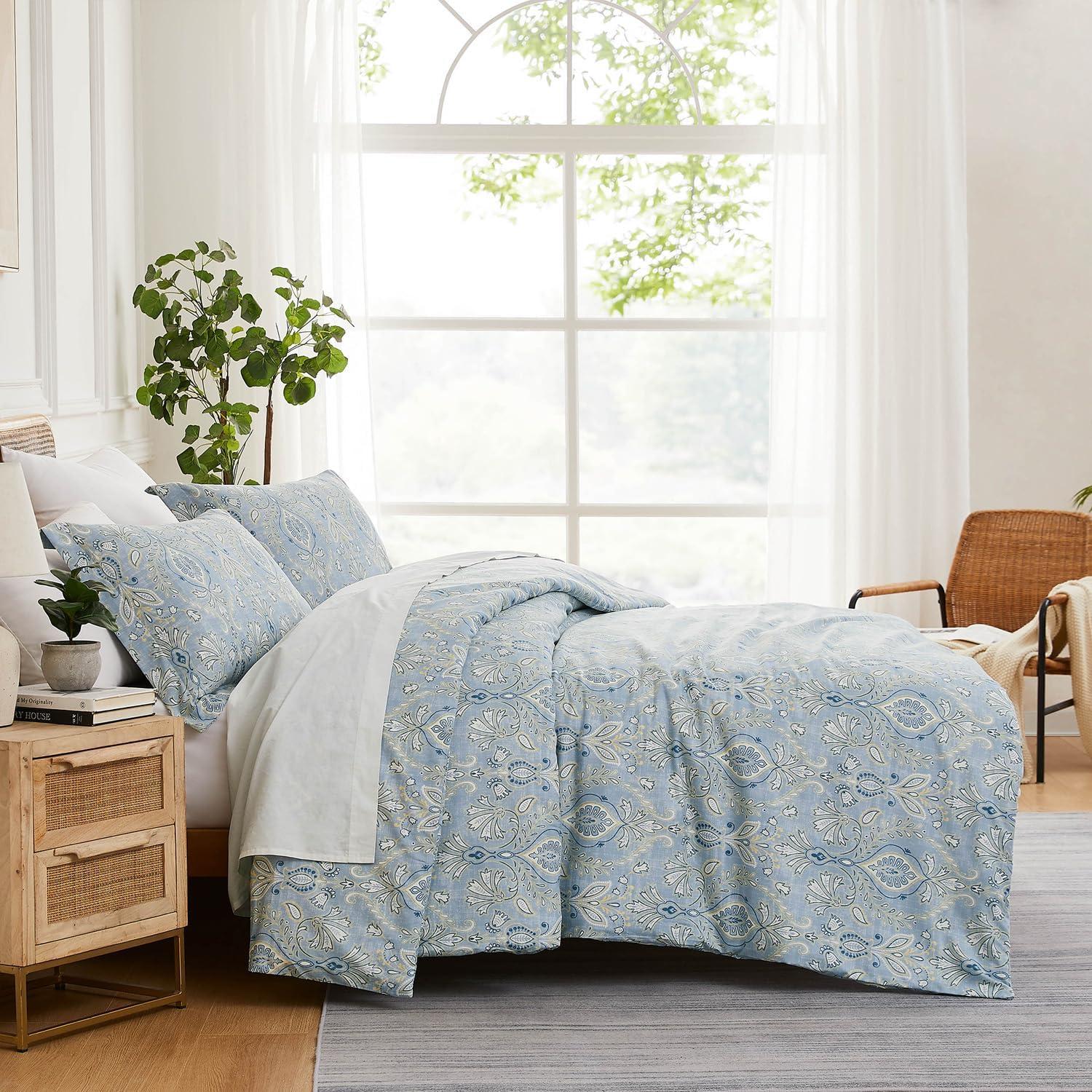 Southshore Fine Living Paisley Grace Oversized 2-Piece Comforter Set with sham Blue Twin / Twin XL