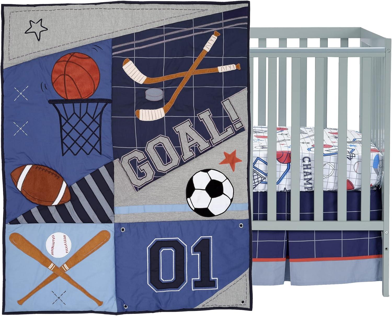 Lambs & Ivy Baby Sports 3-Piece Football/Basketball Baby Crib Bedding Set
