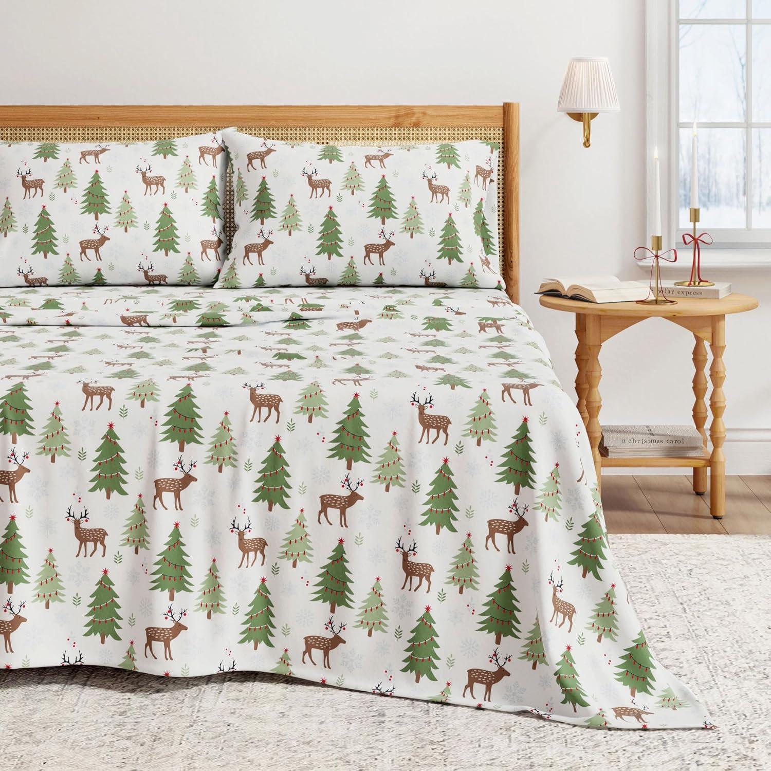 100% Cotton Lodge Printed Flannel Sheet Set