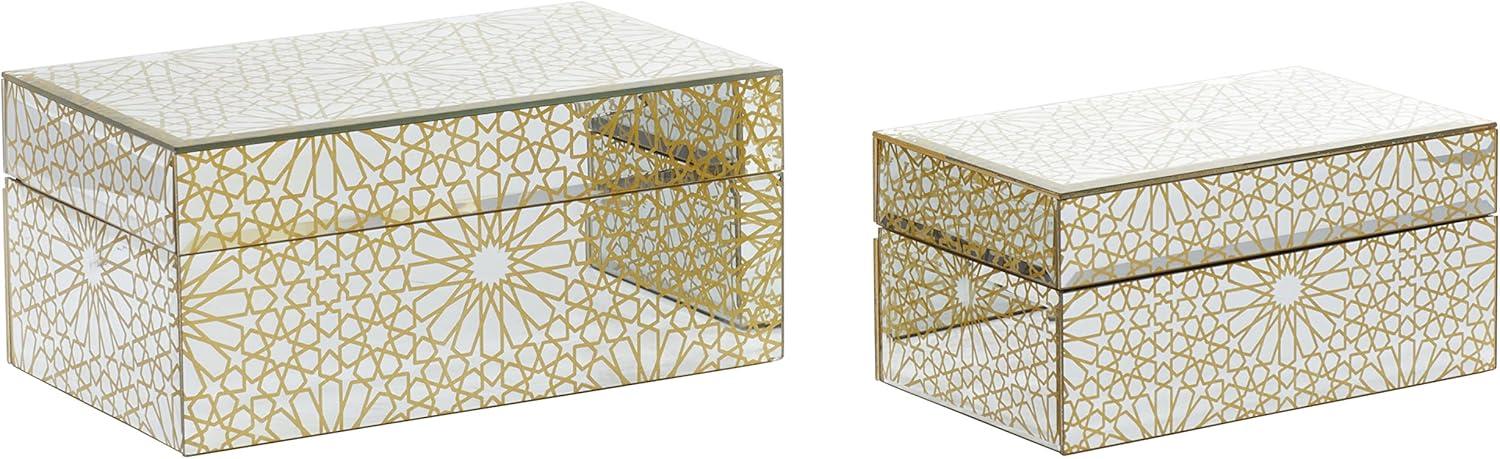 Cosmo living By Cosmopolitan Set Of 2 Gold Wood Glam Box, 11", 9"