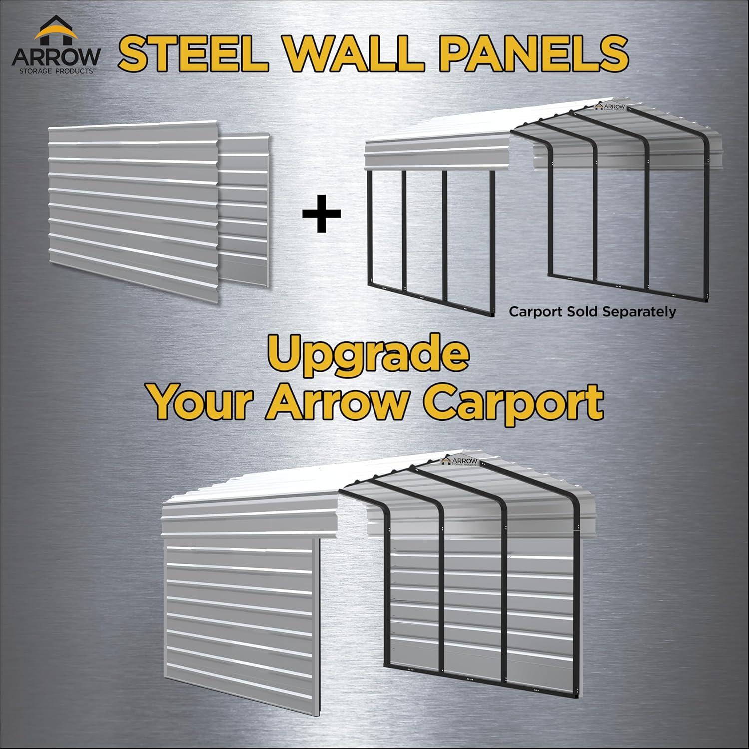 Arrow 9 x 24 ft Charcoal Two Sided Steel Carport Enclosure