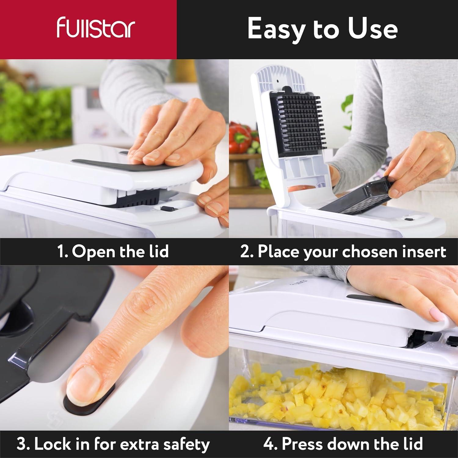 Fullstar White and Black ABS Plastic Vegetable Chopper with Spiralizer