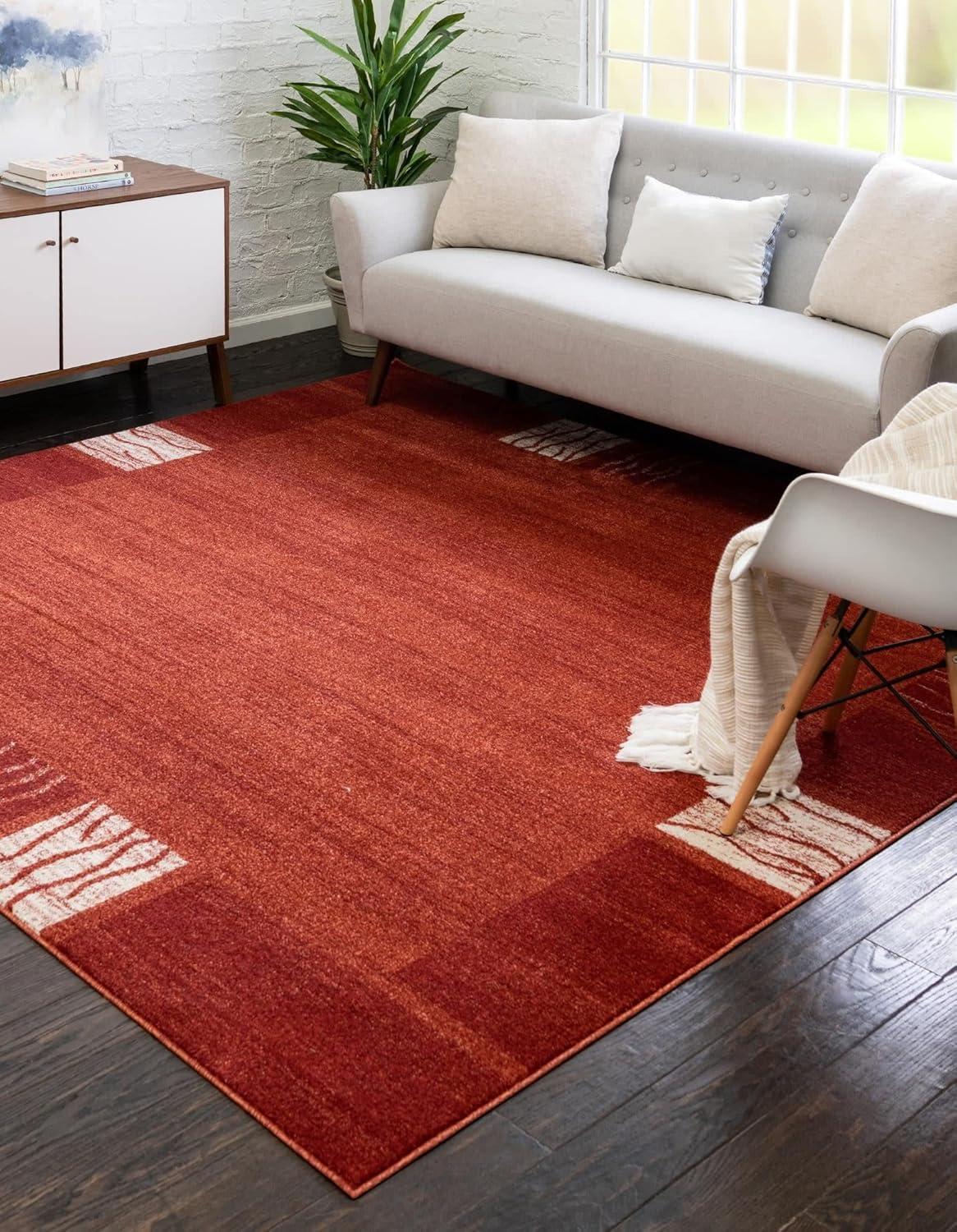 Unique Loom Del Mar Collection Area Rug - Sarah (7' 10" Square Terracotta/Rust Red)