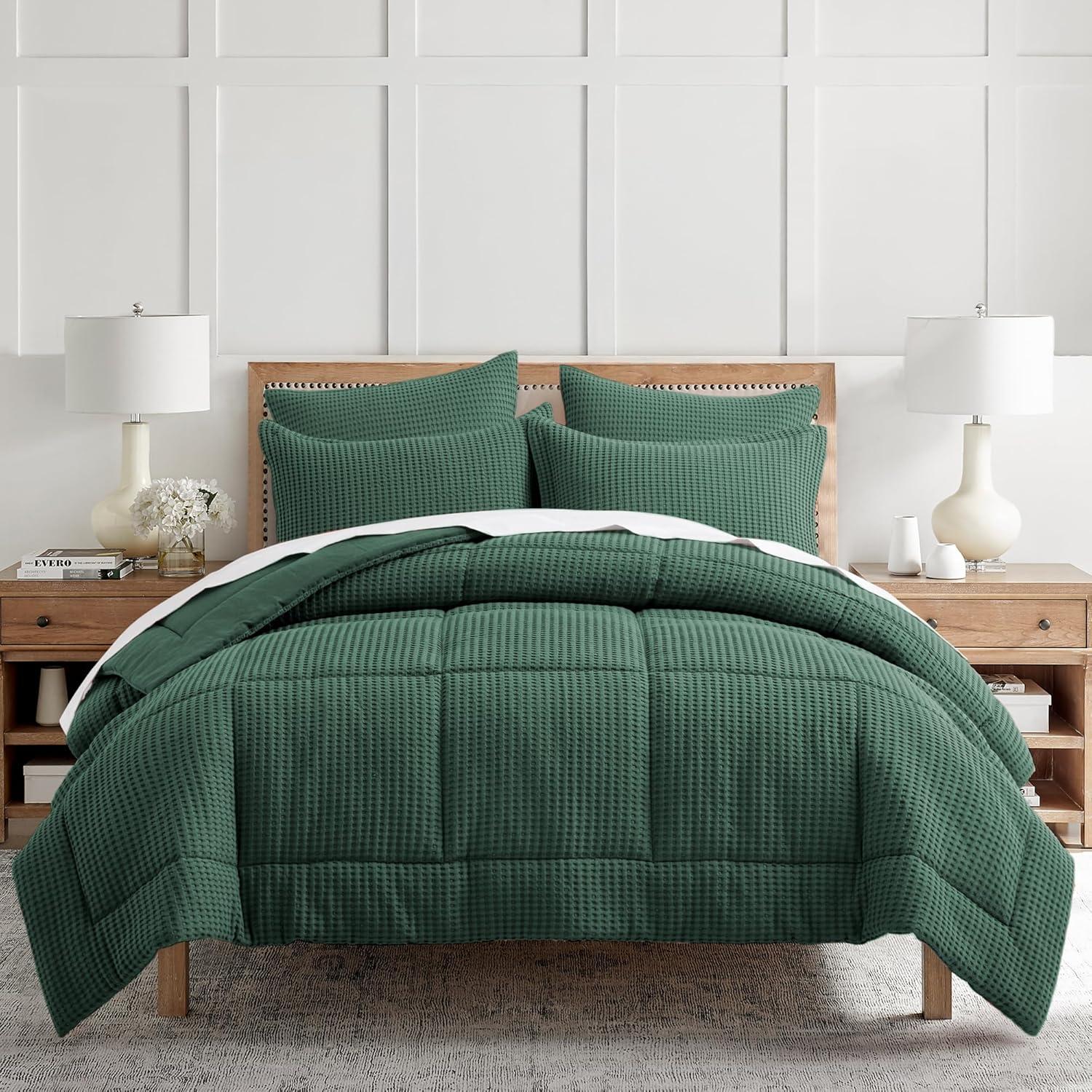 Mills Waffle Forest Green King Comforter Set - Levtex Home