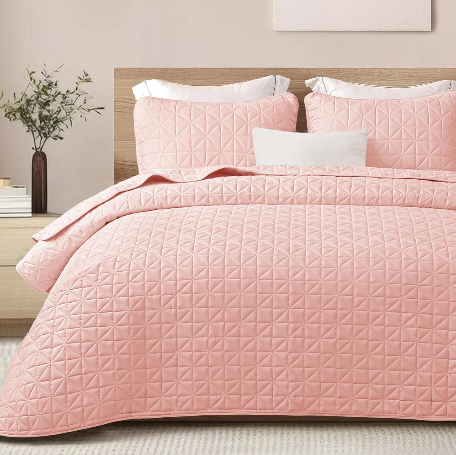 Exclusivo Mezcla Twin Quilt Bedding Set, Lightweight Soft Purple Twin Bedspreads Coverlets with Geometric Stitched Pattern