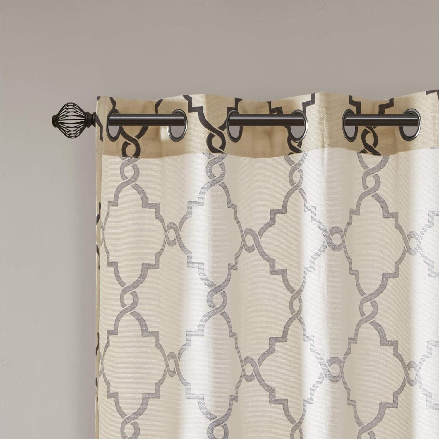 Madison Park Fretwork Print Grommet Top Single Window Curtain Panel