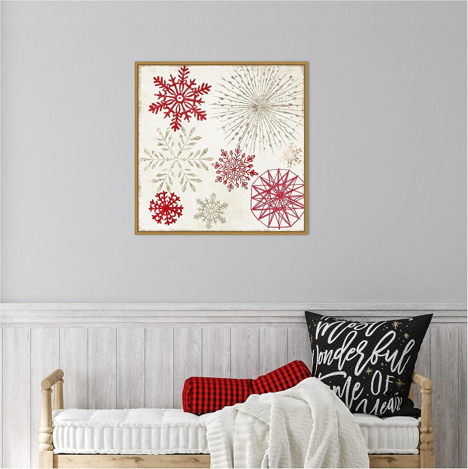 22" x 22" Christmas Snowflakes II Framed Wall Canvas - Amanti Art: PI Studio, Seasonal Decor