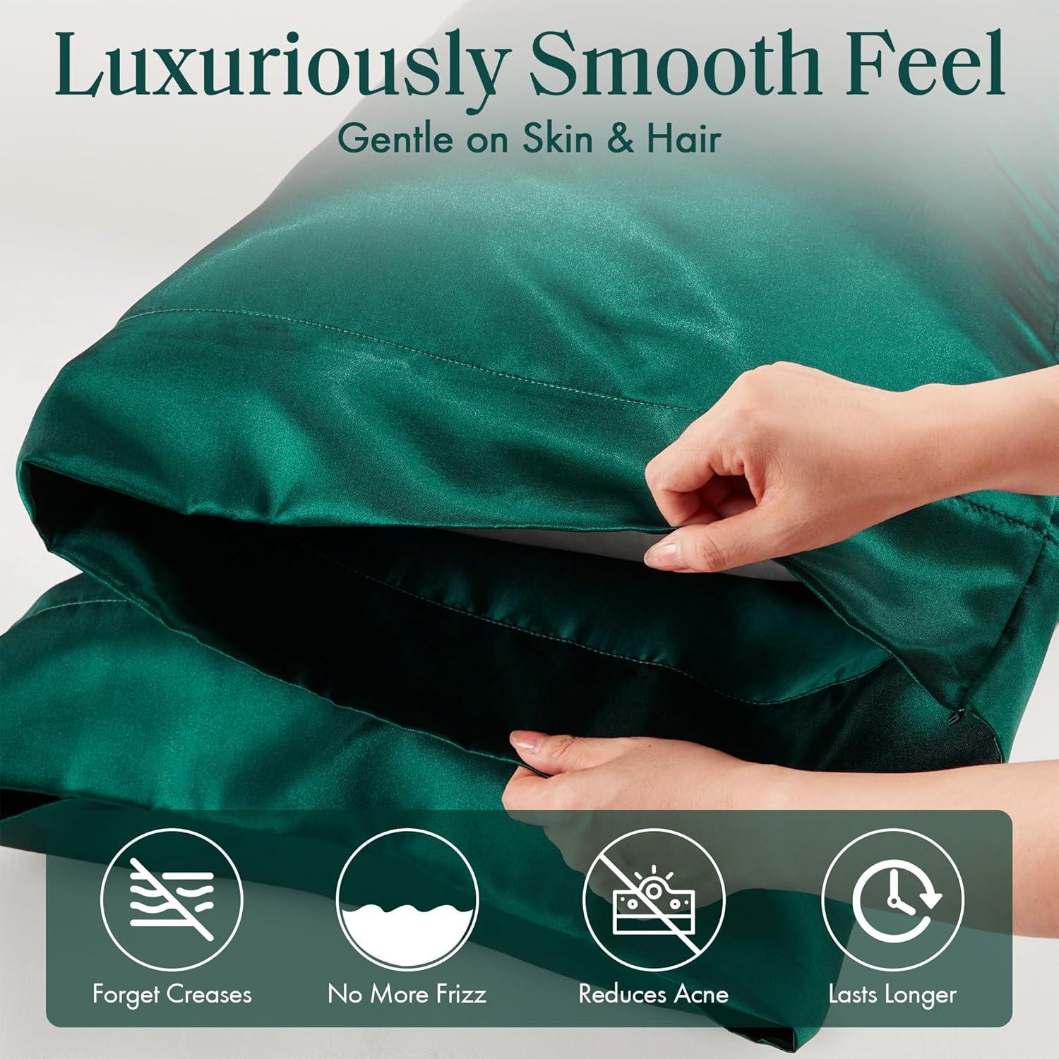 Madison Park King 2pc Satin Luxury Pillowcases Emerald