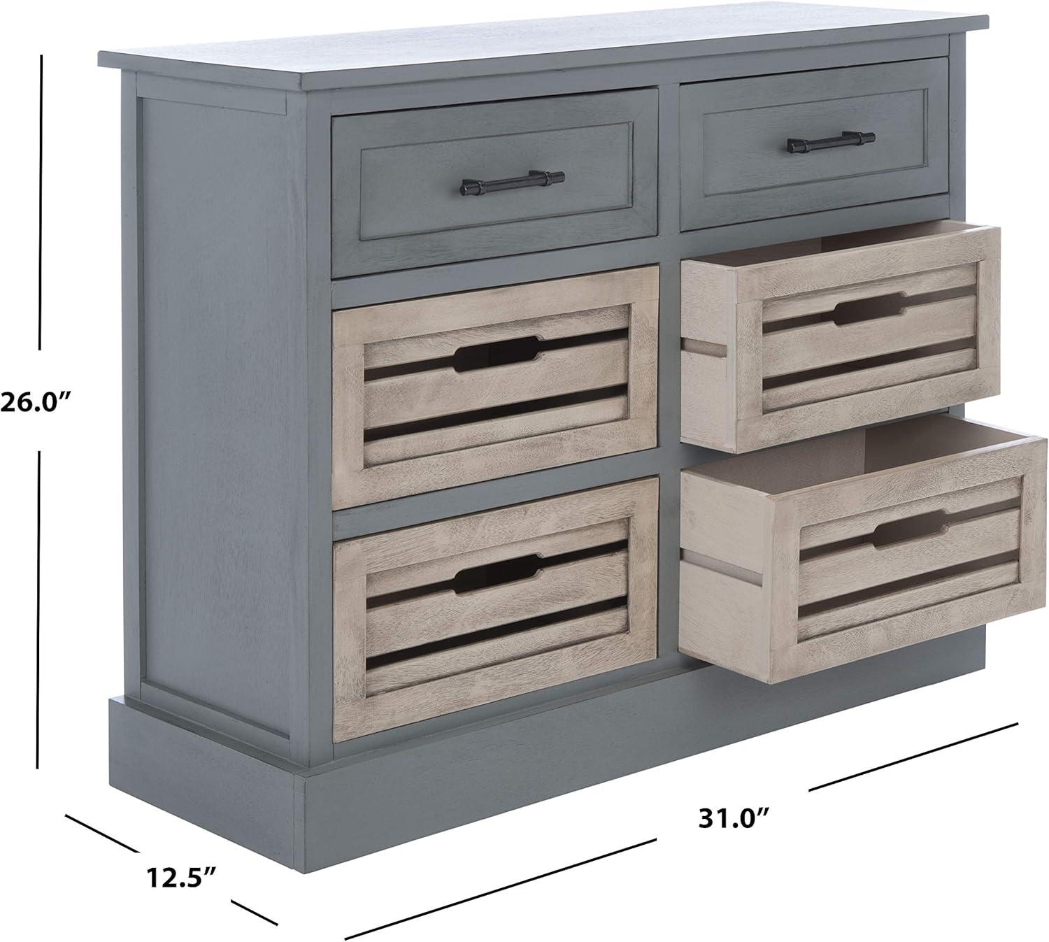 SAFAVIEH Briar Removable 6 Drawer Storage Chest, Distressed Grey Frame/Sand Drawers (31 in. W x 12.5 in. D x 26 in. H)