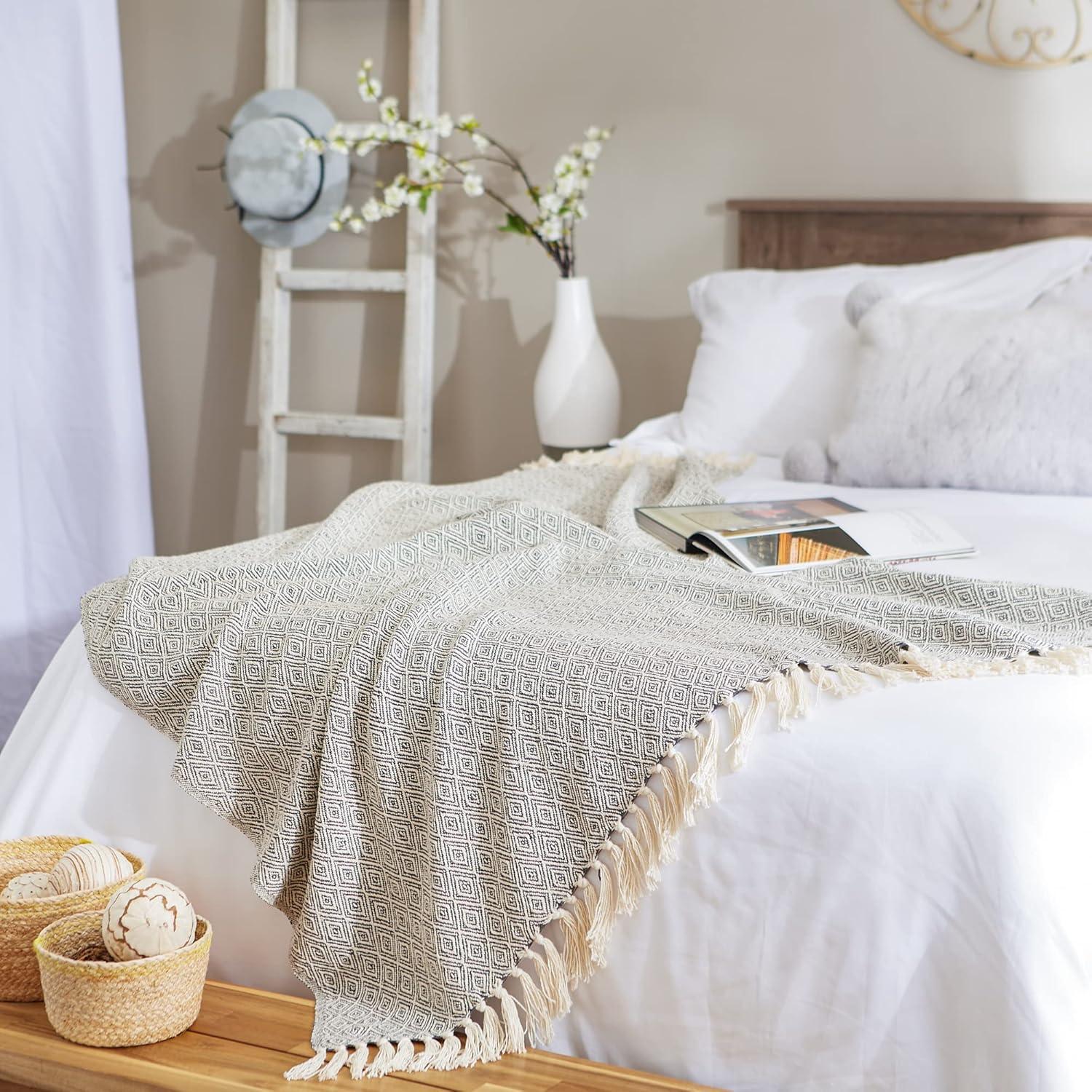 50"x60" Fields of Diamond Throw Blanket Dark Gray - Design Imports: Hypoallergenic, Machine Washable