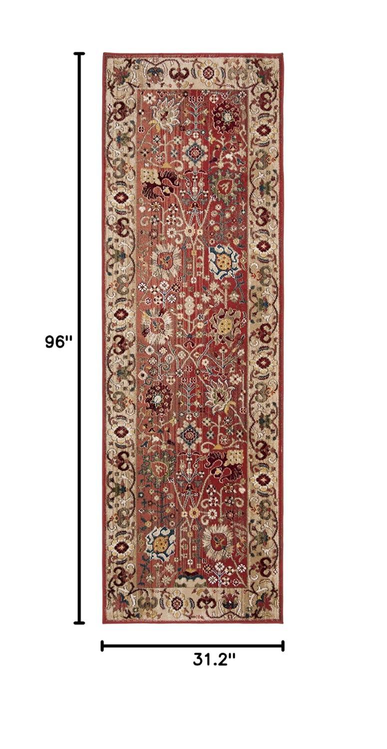 Kashan KSN303 Power Loomed Runner Rug - Red/Beige - 2'6"x8' - Safavieh