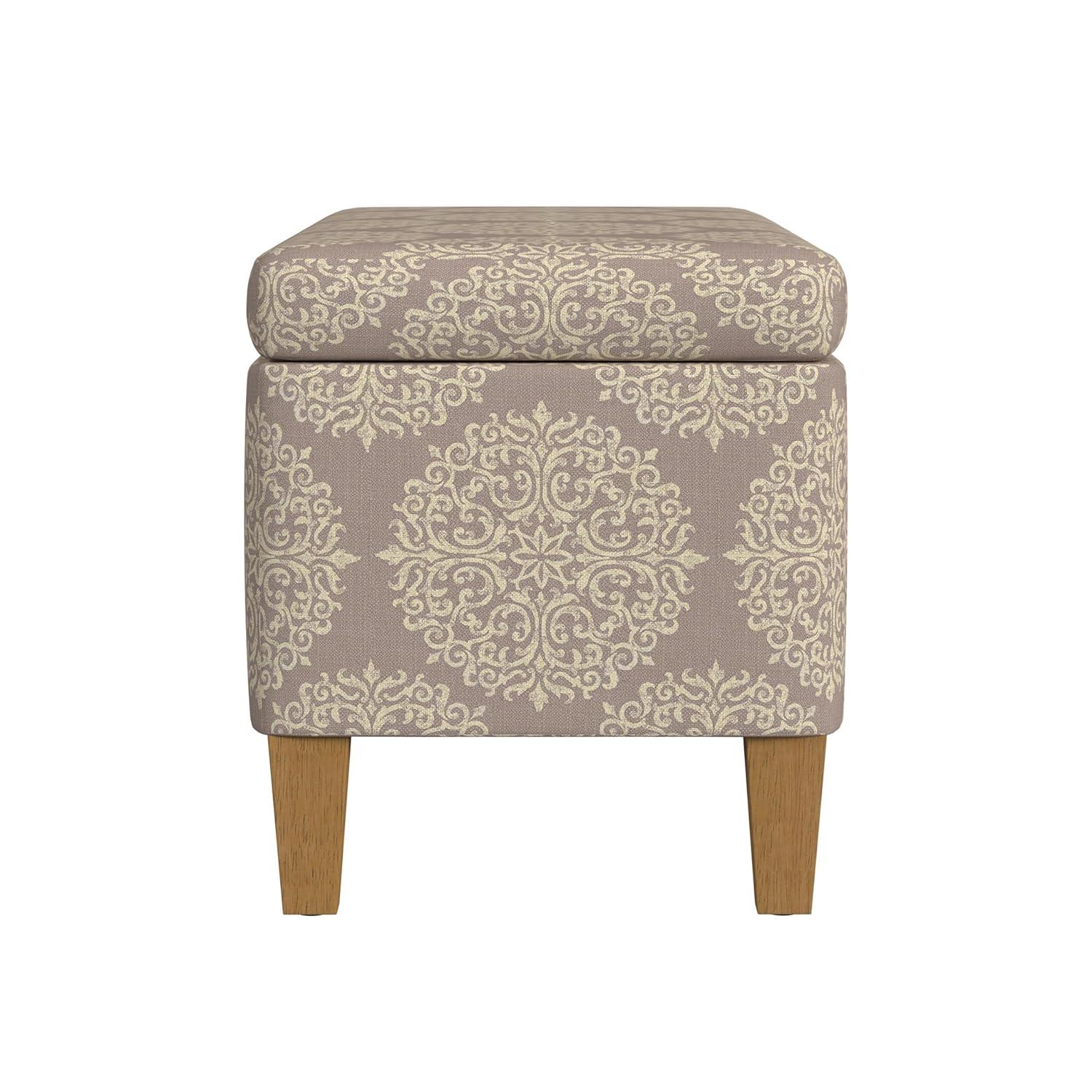 Large Textured Storage Bench Medallion Brown - HomePop: Hinged Lid, Seating & Coffee Table