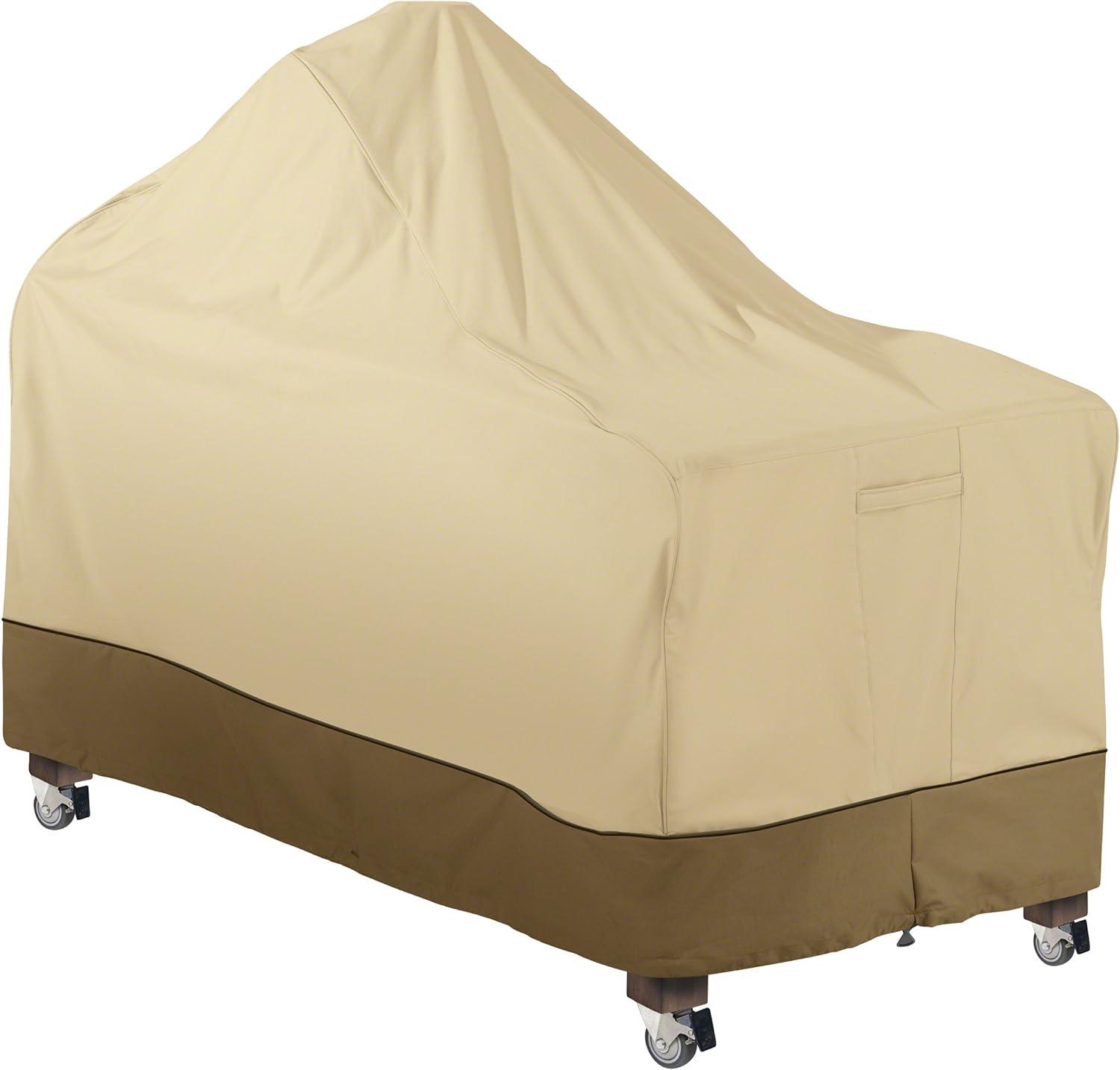 Beige and Brown Water-Resistant BBQ Grill Cover with Handles