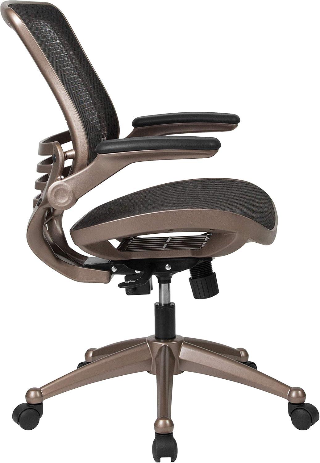 Flash Furniture Mid-Back Transparent Mesh Executive Swivel Office Chair with Flip-Up Arms