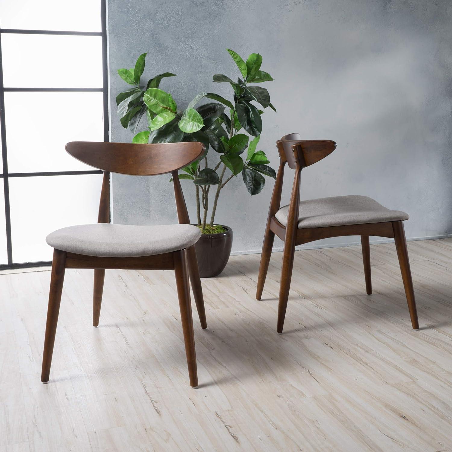 Set of 2 Barron Dining Chair Light Gray - Christopher Knight Home: Mid-Century, Upholstered, Rubberwood