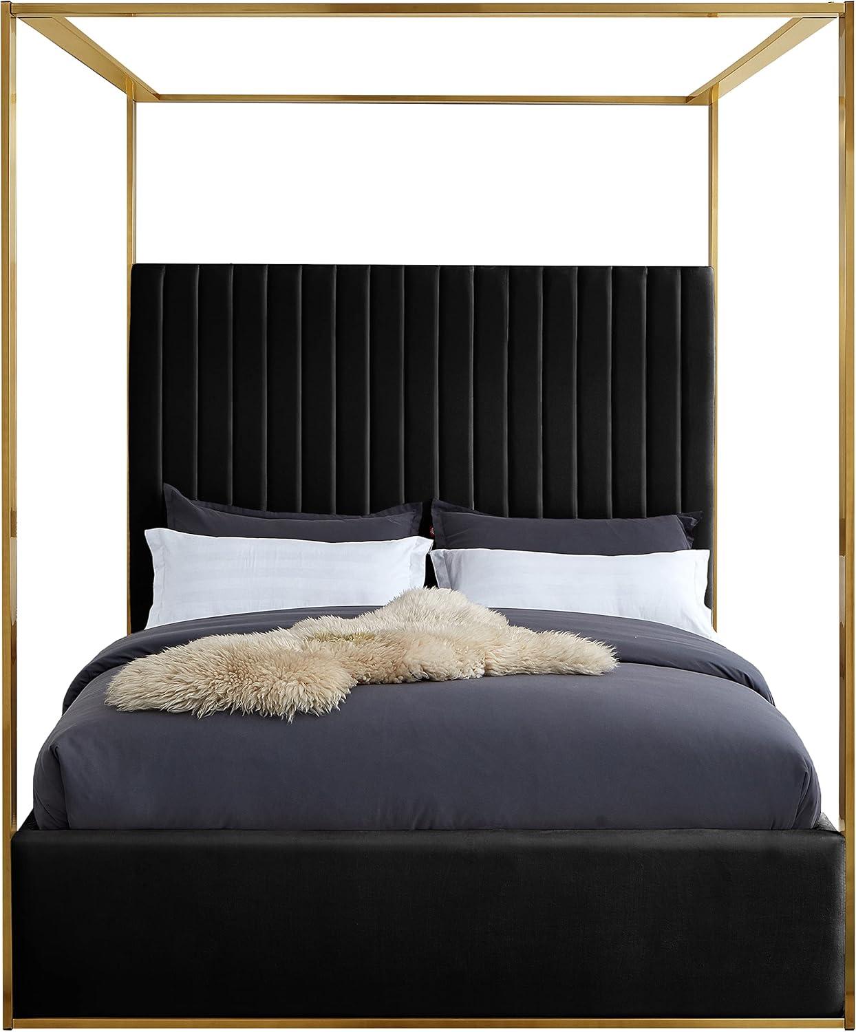 Meridian Furniture Jones Black Velvet King Bed