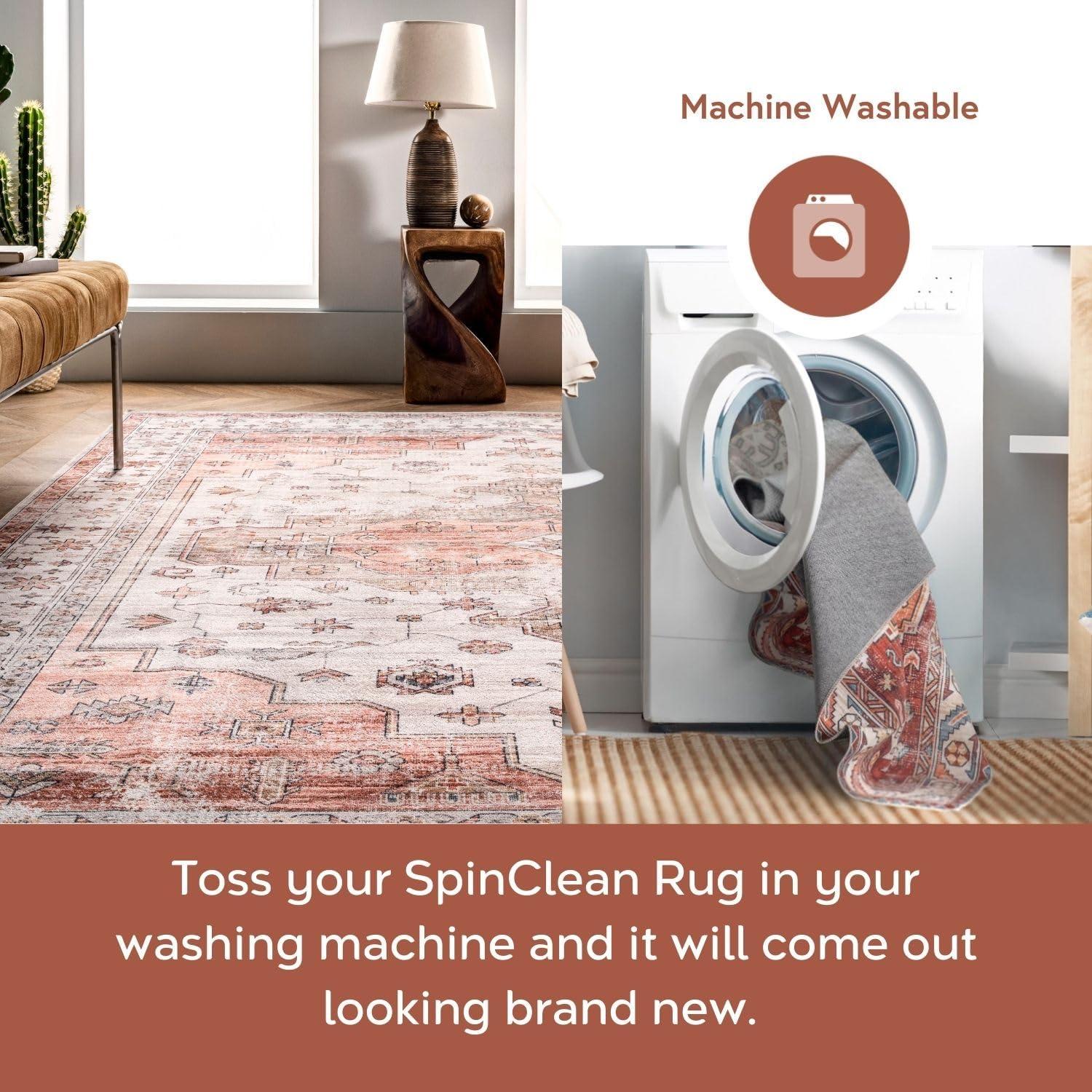 Nuloom Banks Vintage Pet Friendly Machine Washable Area Rug, 2' x 3', Beige
