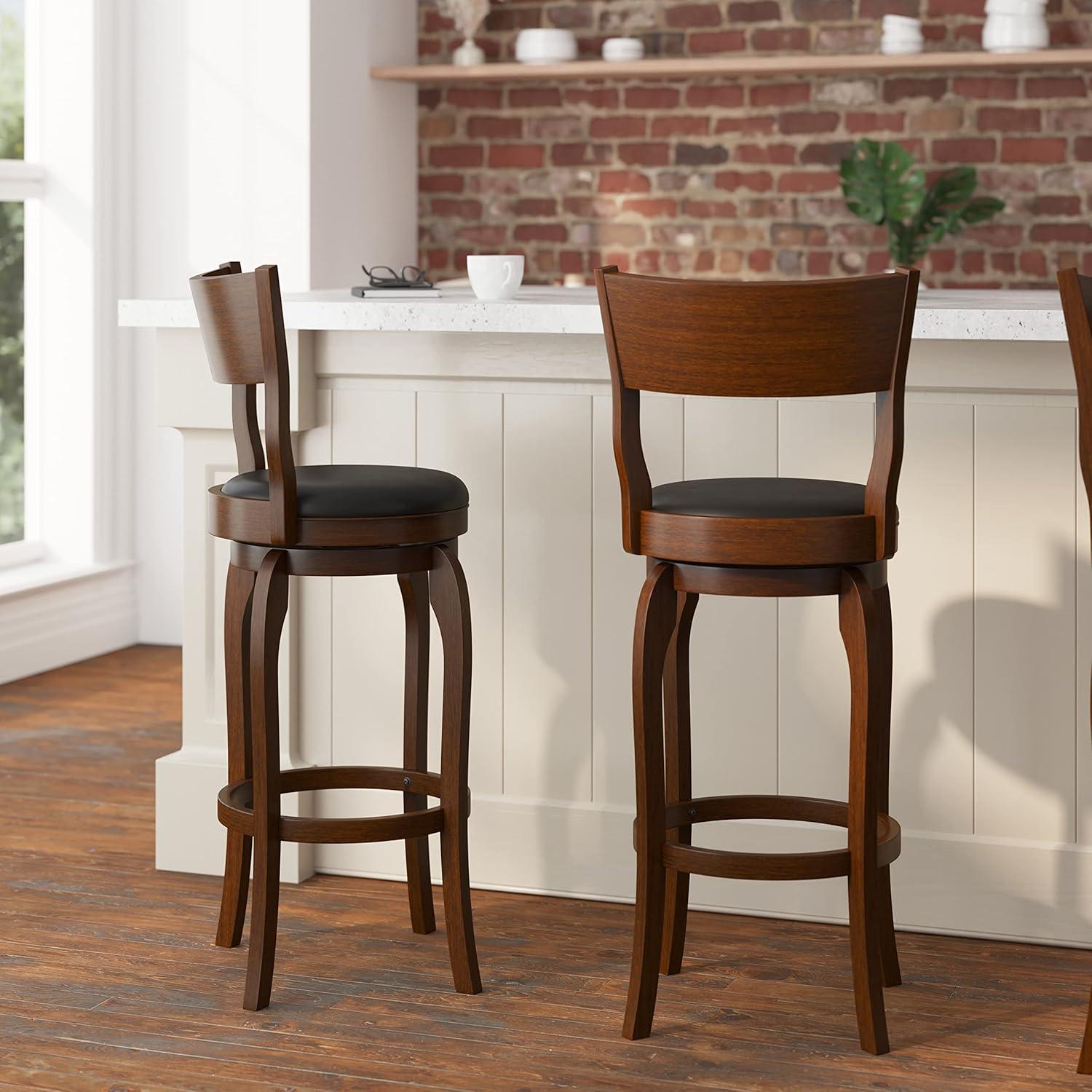 Taylor & Logan Enola Classic Wooden Dining Stool With Bowed Frame And Upholstered Seat