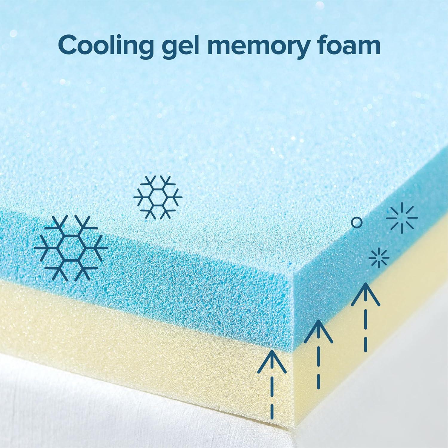 Zinus 4" Green Tea Cooling Gel Memory Foam Mattress Topper, Queen