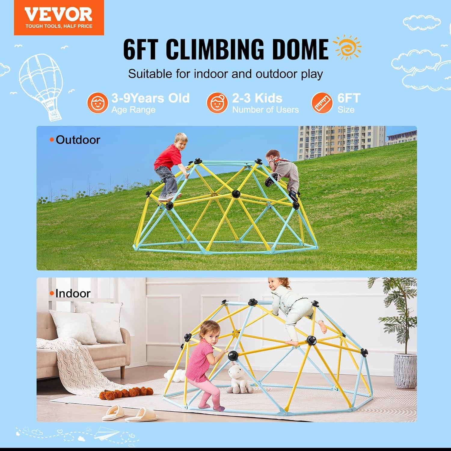 6ft Yellow and Blue Steel Indoor Climbing Dome