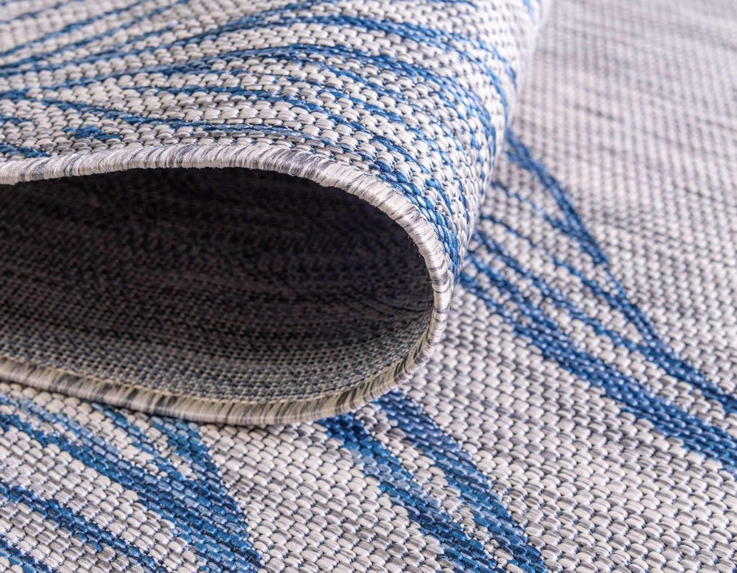 Unique Loom 4' 1 x 6' 1 Rectangle Indoor/Outdoor Botanical Light Gray Area Rug