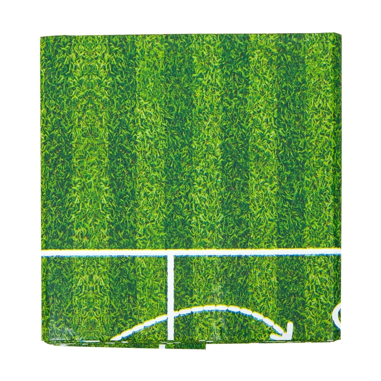 Blue Panda 3 Pack Grass Table Cloth, Sports Themed Birthday Party Supplies, 54x108 in
