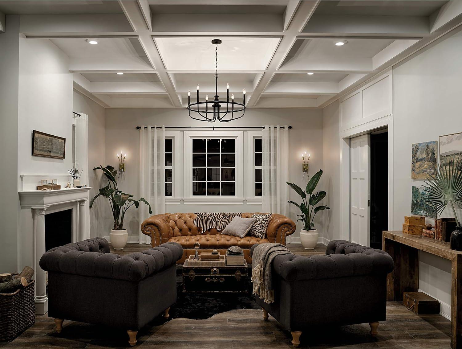 Capitol Hill Modern Black 6-Light Chandelier with Candle Sleeves