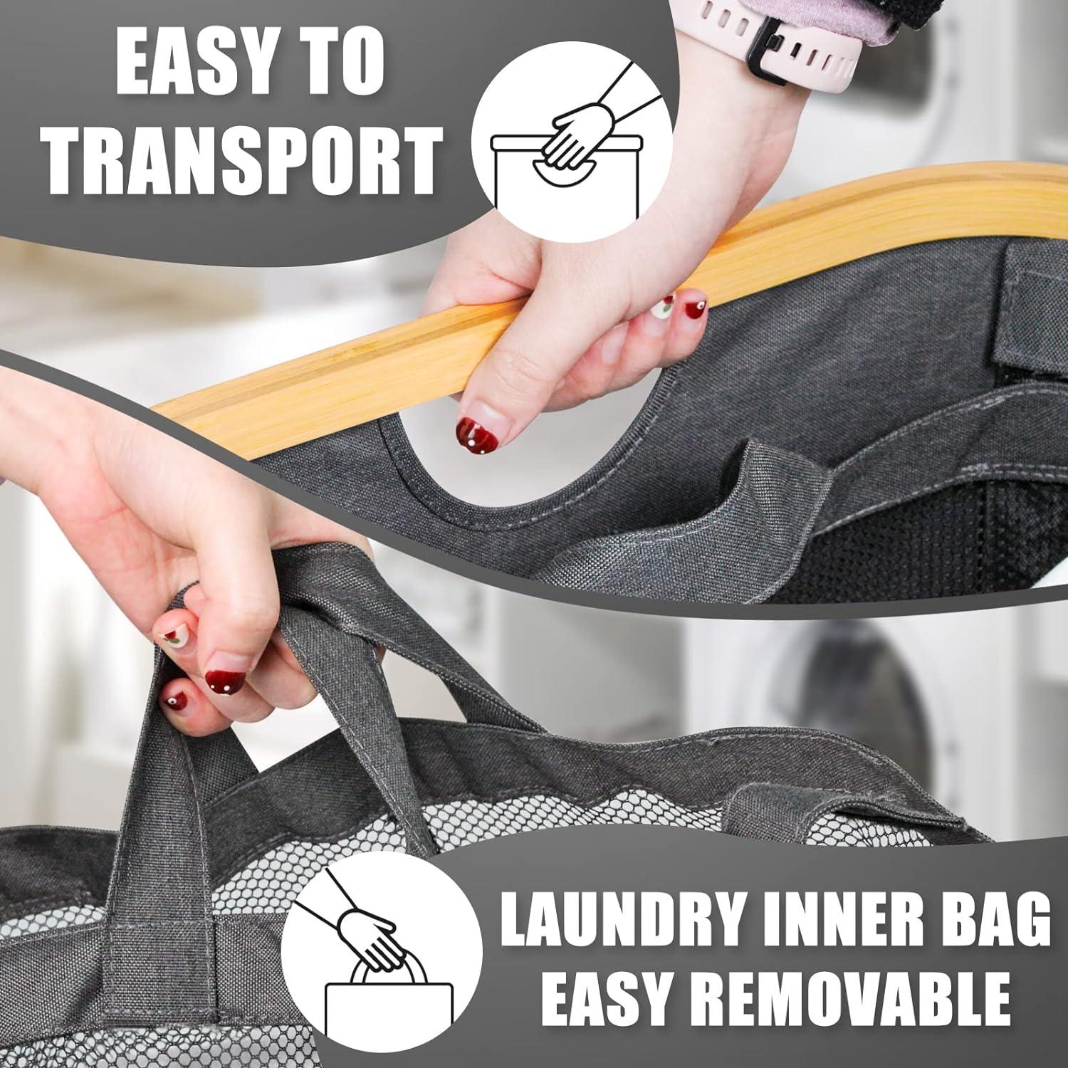JASODI Laundry Hamper with Lid, 160L Extra Large Laundry Basket 3 Section Dirty Clothes Hamper for Laundry with Removable Laundry Bags