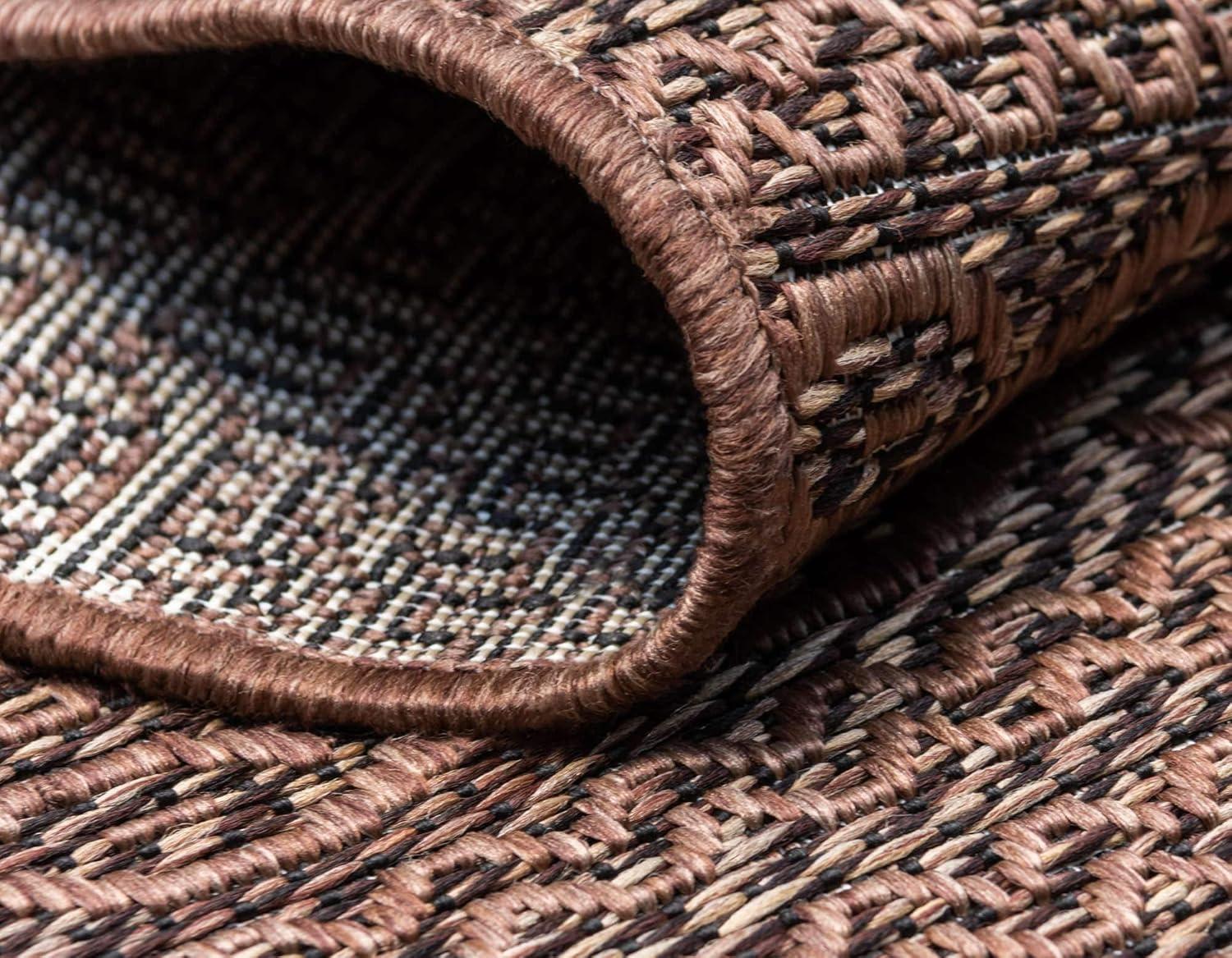 Unique Loom Outdoor Modern Collection Area Rug - Links (3' 3" x 5' 1" Rectangle Brown/Black)