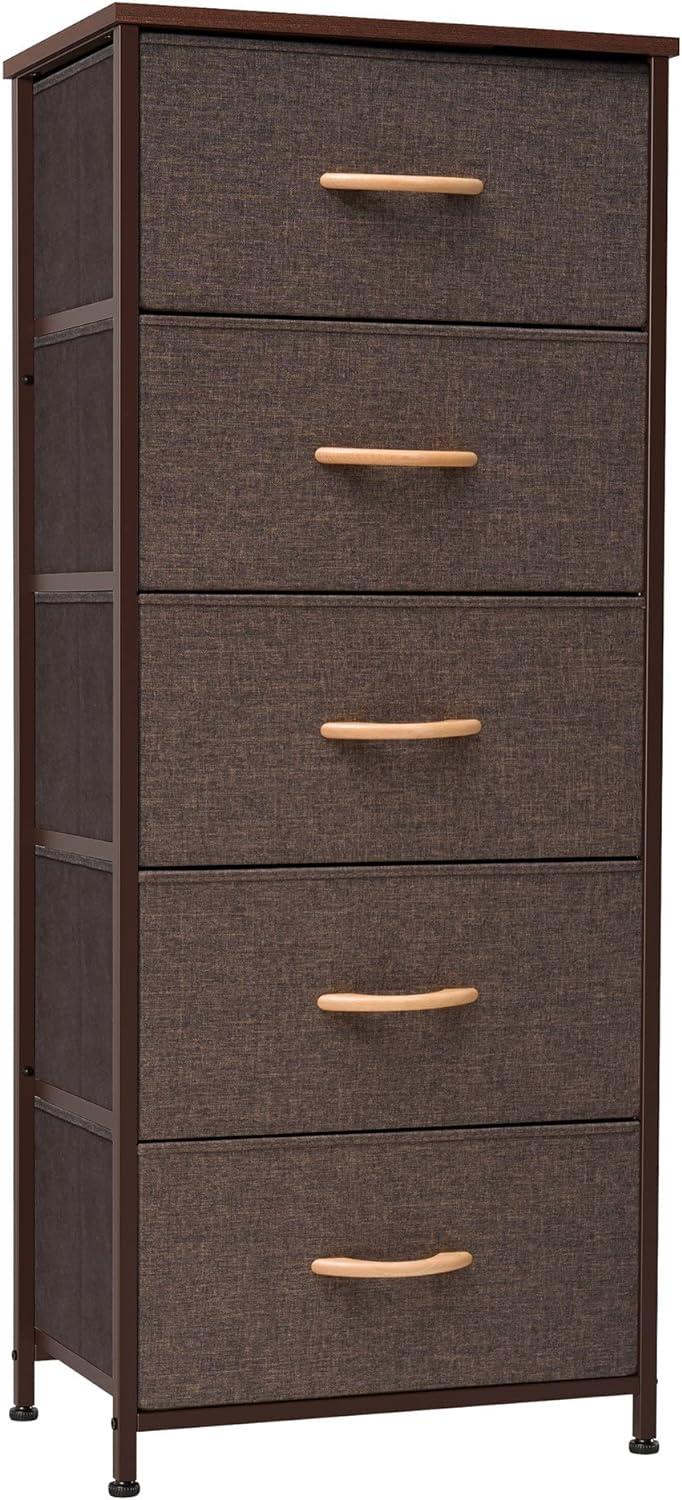 Crestlive Products  Household 5-Drawer Vertical Dresser Storage Chest Brown 17.7" L x 11.8" W x 46.1" H Dark Wood