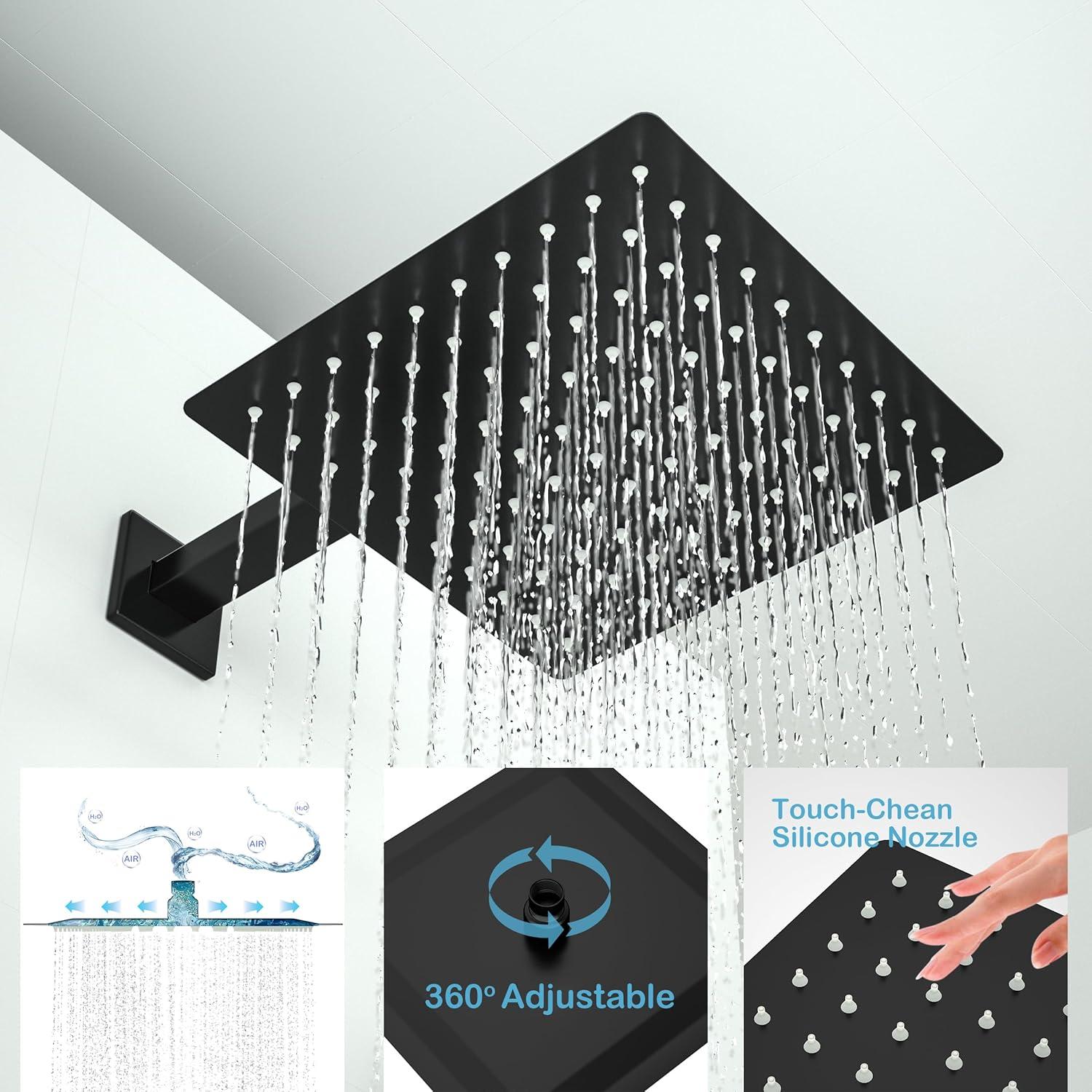 Bathroom Shower Faucet Set, 10 Inch Rainfall Shower Head With Handheld Combo, Wall Mounted Shower System Shower Fixtures With Pressure-Balanced Valve,