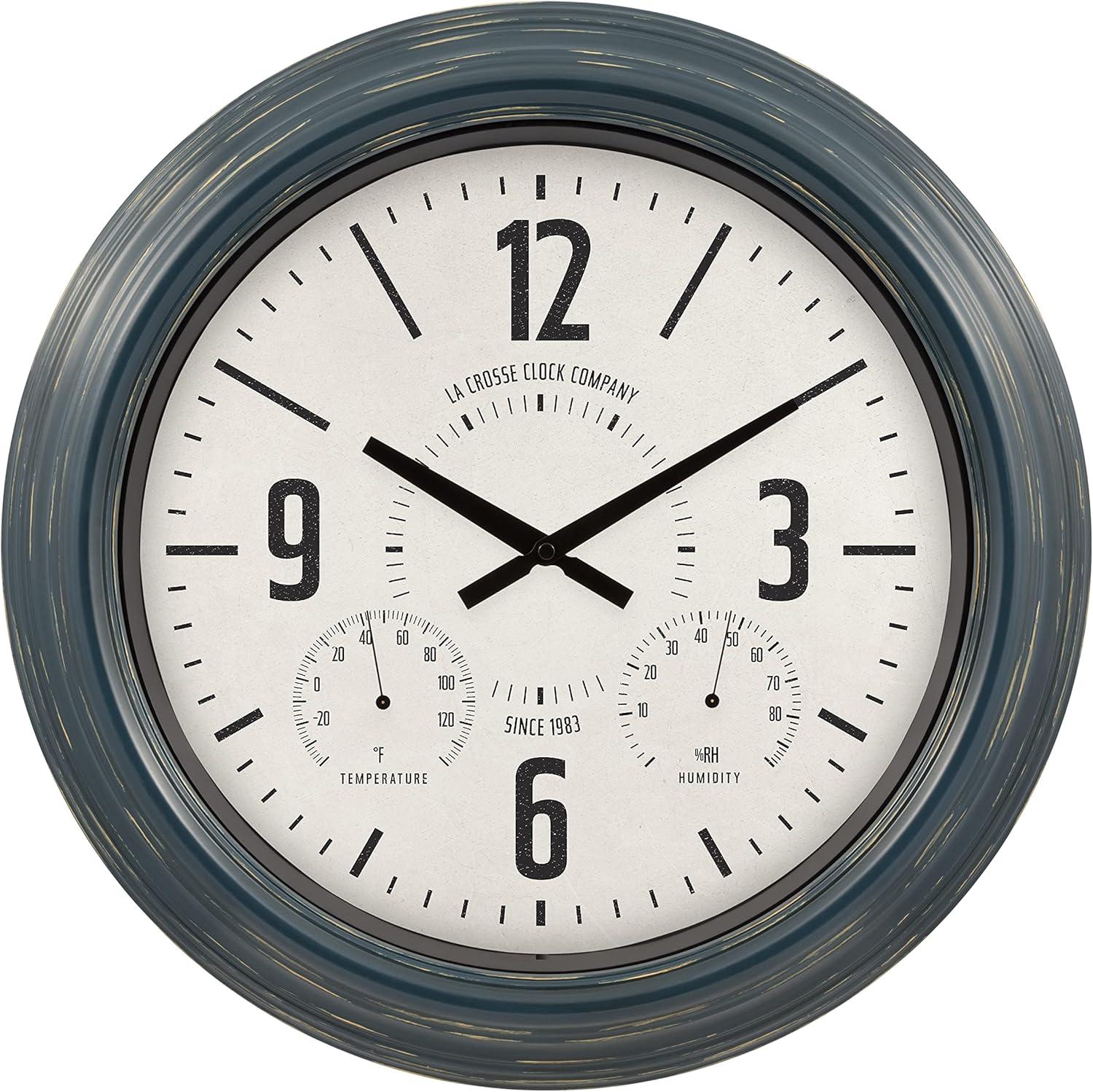 Hamilton 18.4" Blue Metal Indoor/Outdoor Analog Wall Clock