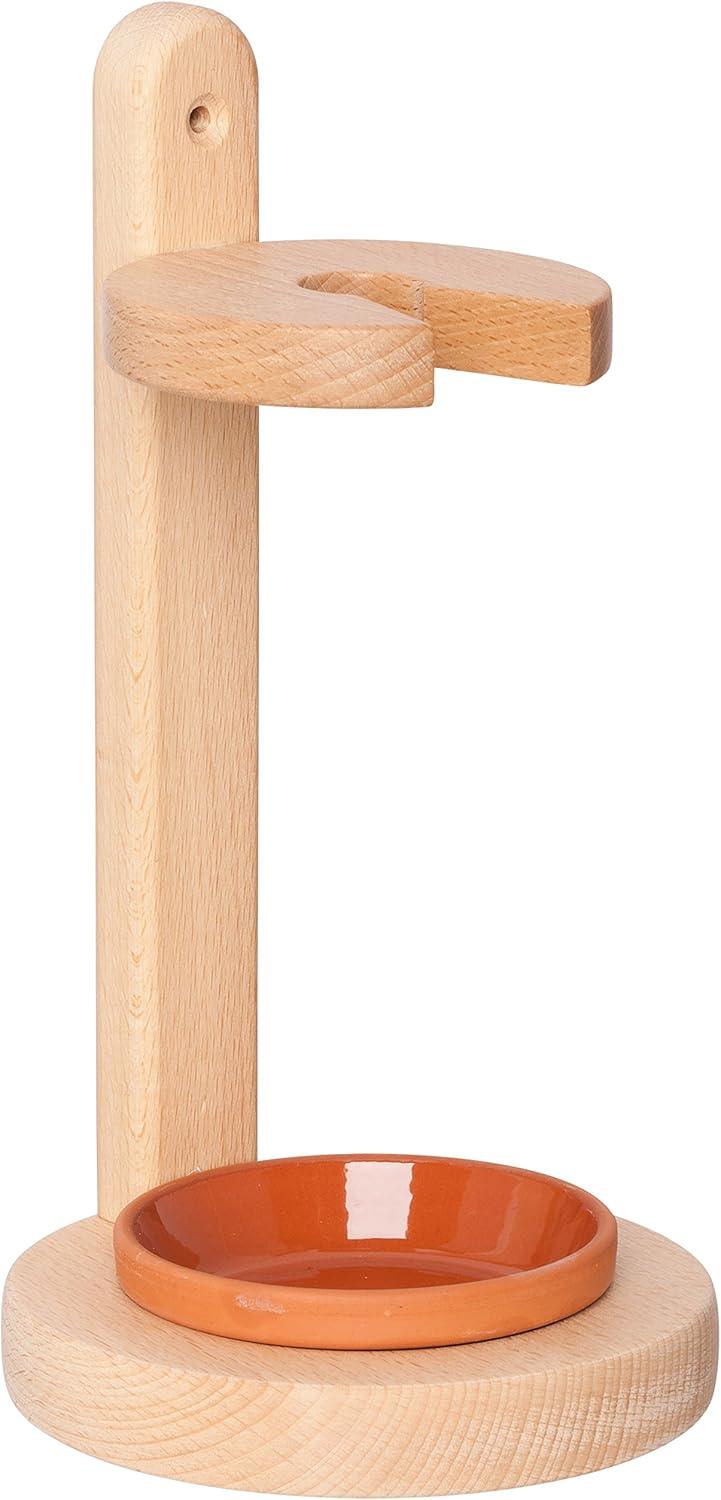 Oiled Beechwood Toilet Brush Stand with Tampico Fiber Brush