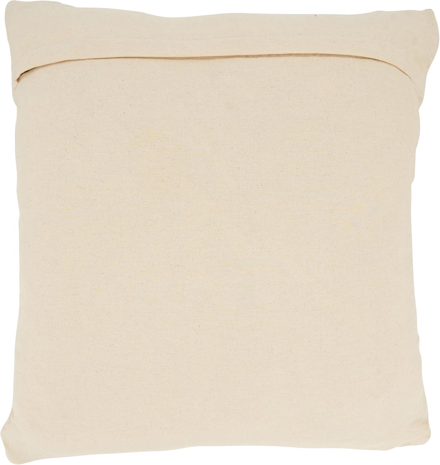 Beige 20" Jute and Cotton Woven Throw Pillow Cover