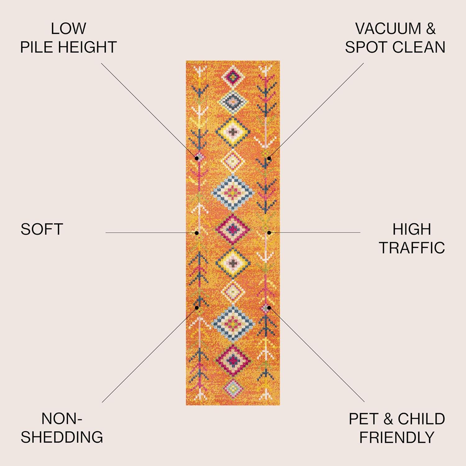 JONATHAN Y Love Geometric Orange/Multi 2 ft. x 8 ft. Runner Rug