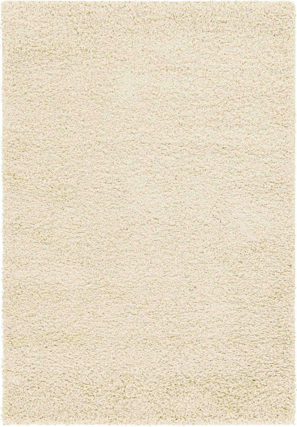 Unique Loom 4' 1 x 6' 1 Solid Shag Pure Ivory Area Rug